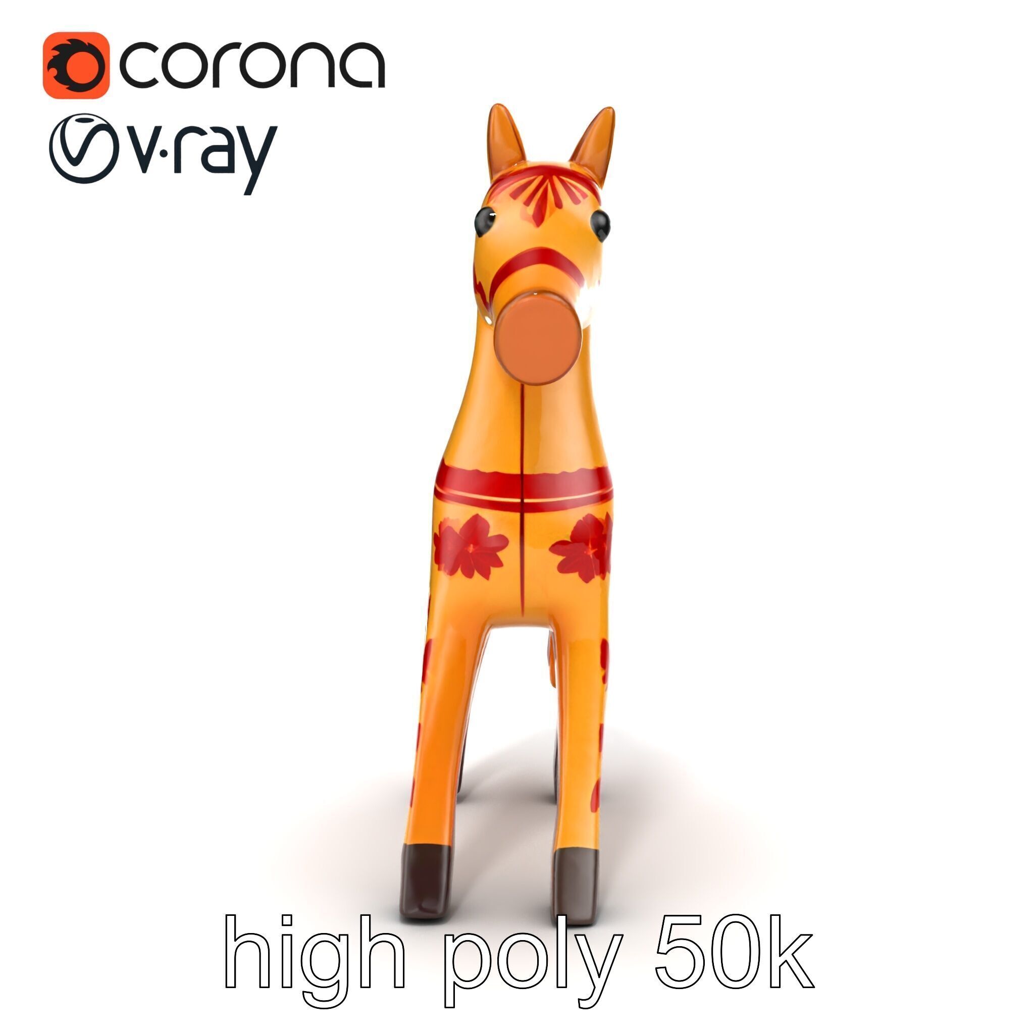 Traditional Swedish Dala Horse model pack Low-poly 3D model_18