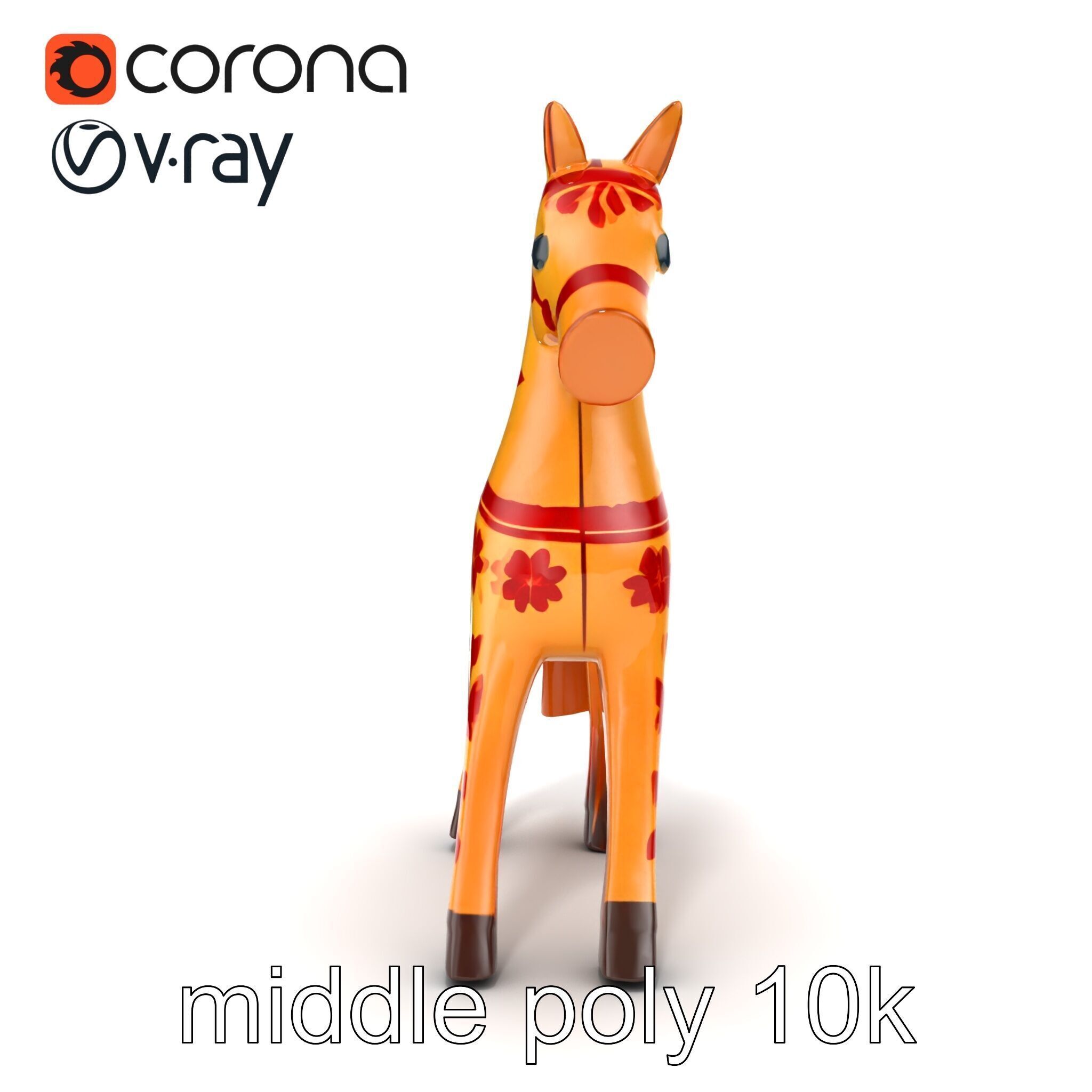 Traditional Swedish Dala Horse model pack Low-poly 3D model_31