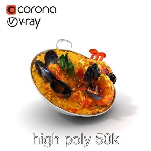 Seafood Paella Culinary Delight model pack Low-poly 3D model 2
