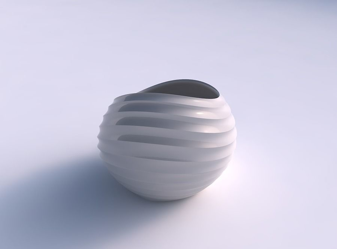 Bowl skewed and twisted with small horizontal sections