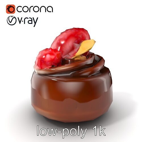 Gourmet Chocolate Mousse Dessert model pack Low-poly 3D model 5
