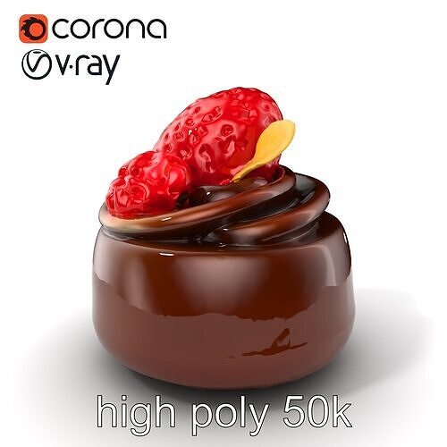 Gourmet Chocolate Mousse Dessert model pack Low-poly 3D model 2