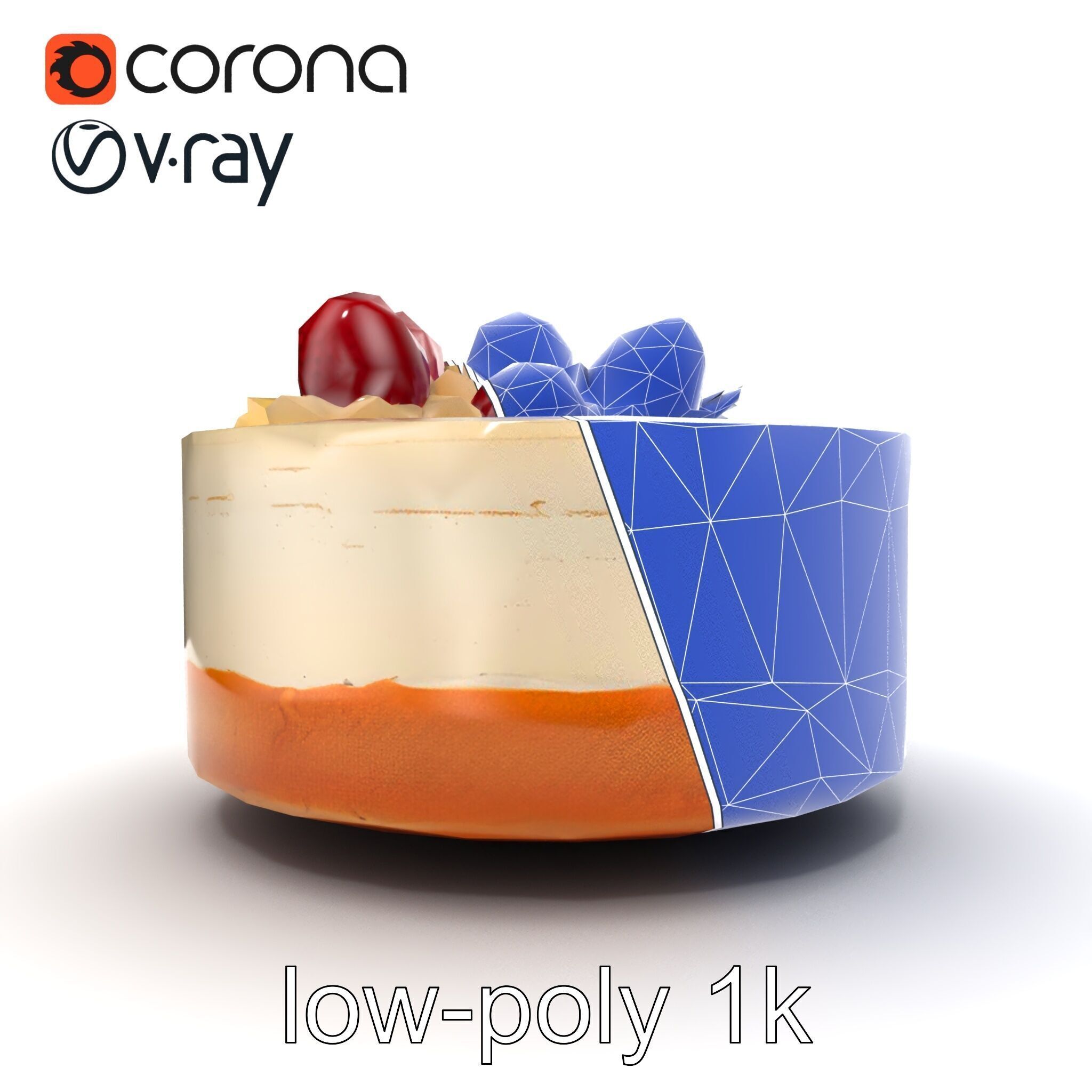 Strawberry Vanilla Cake Delicious Dessert model pack Low-poly 3D model_22