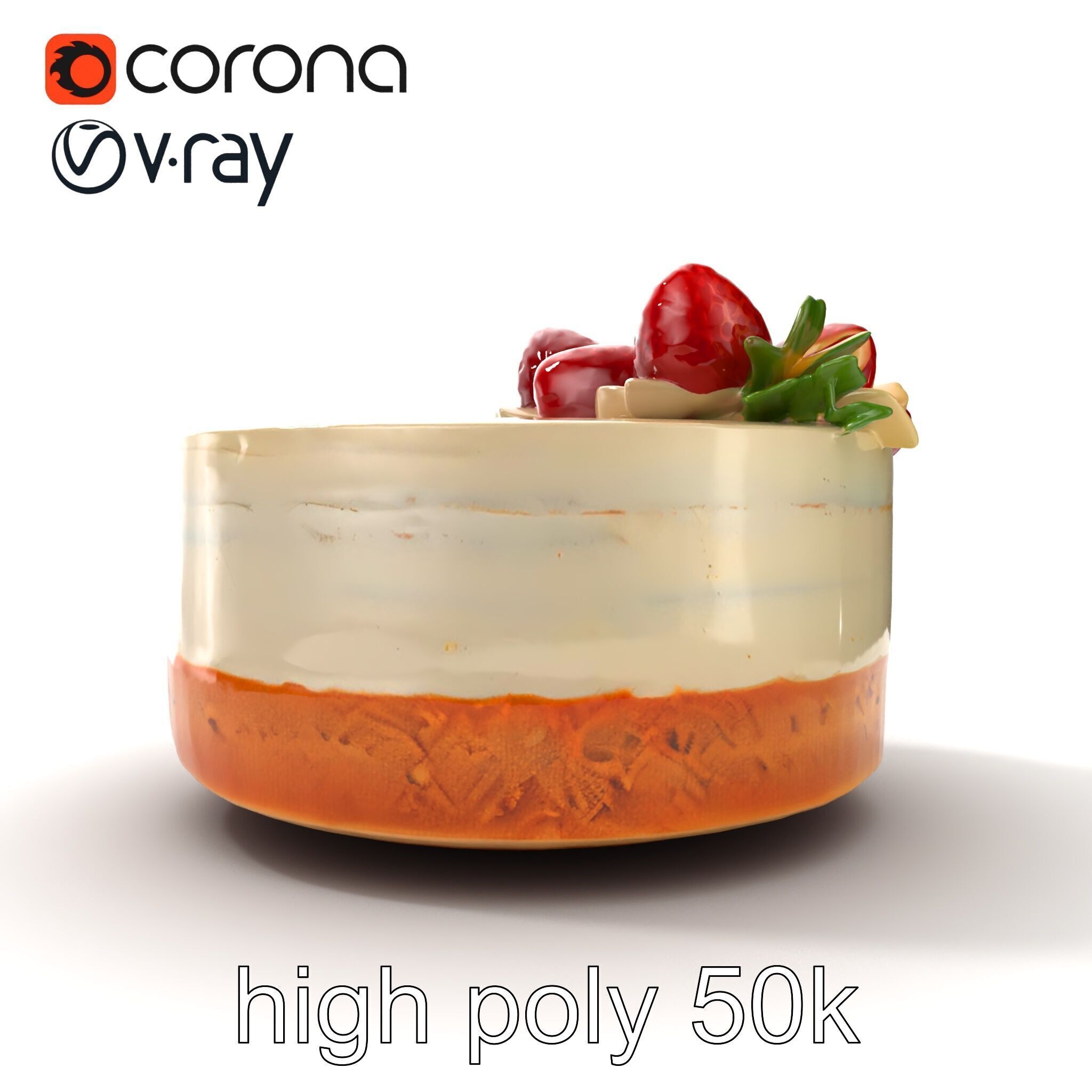Strawberry Vanilla Cake Delicious Dessert model pack Low-poly 3D model_21