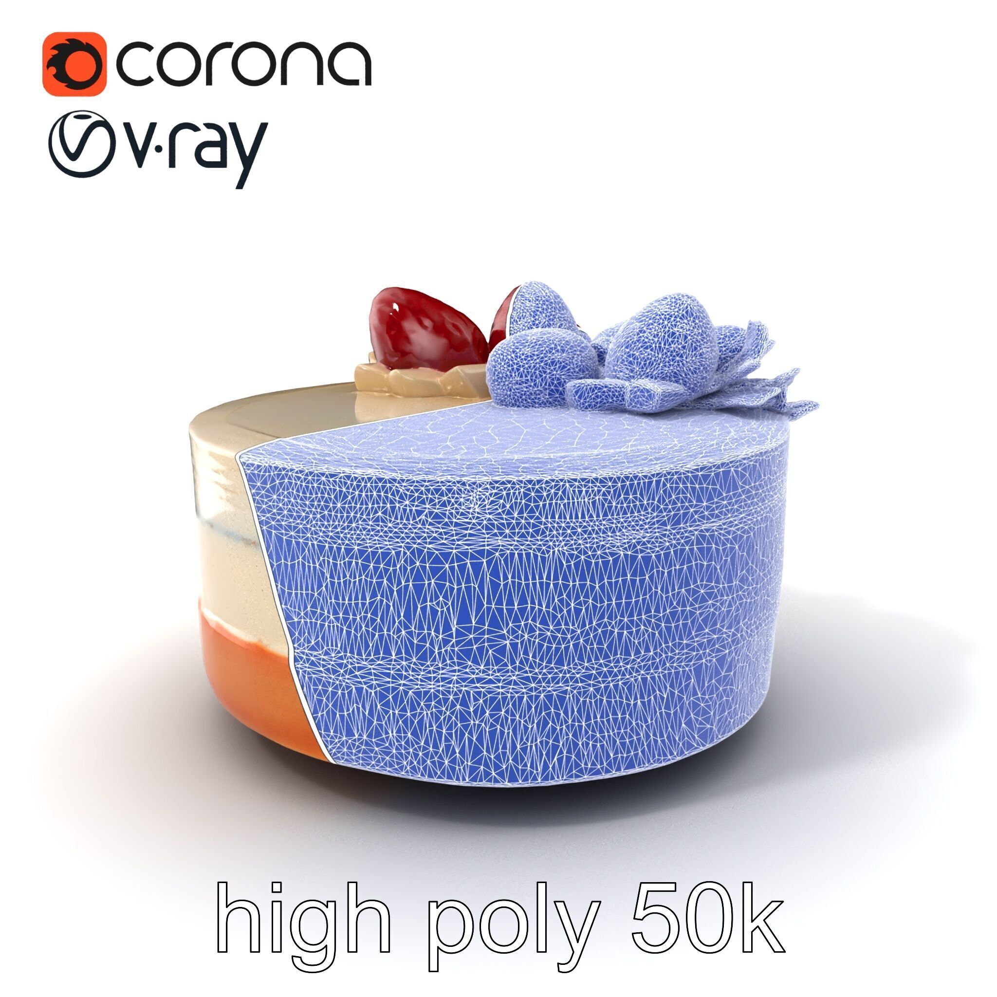 Strawberry Vanilla Cake Delicious Dessert model pack Low-poly 3D model_10