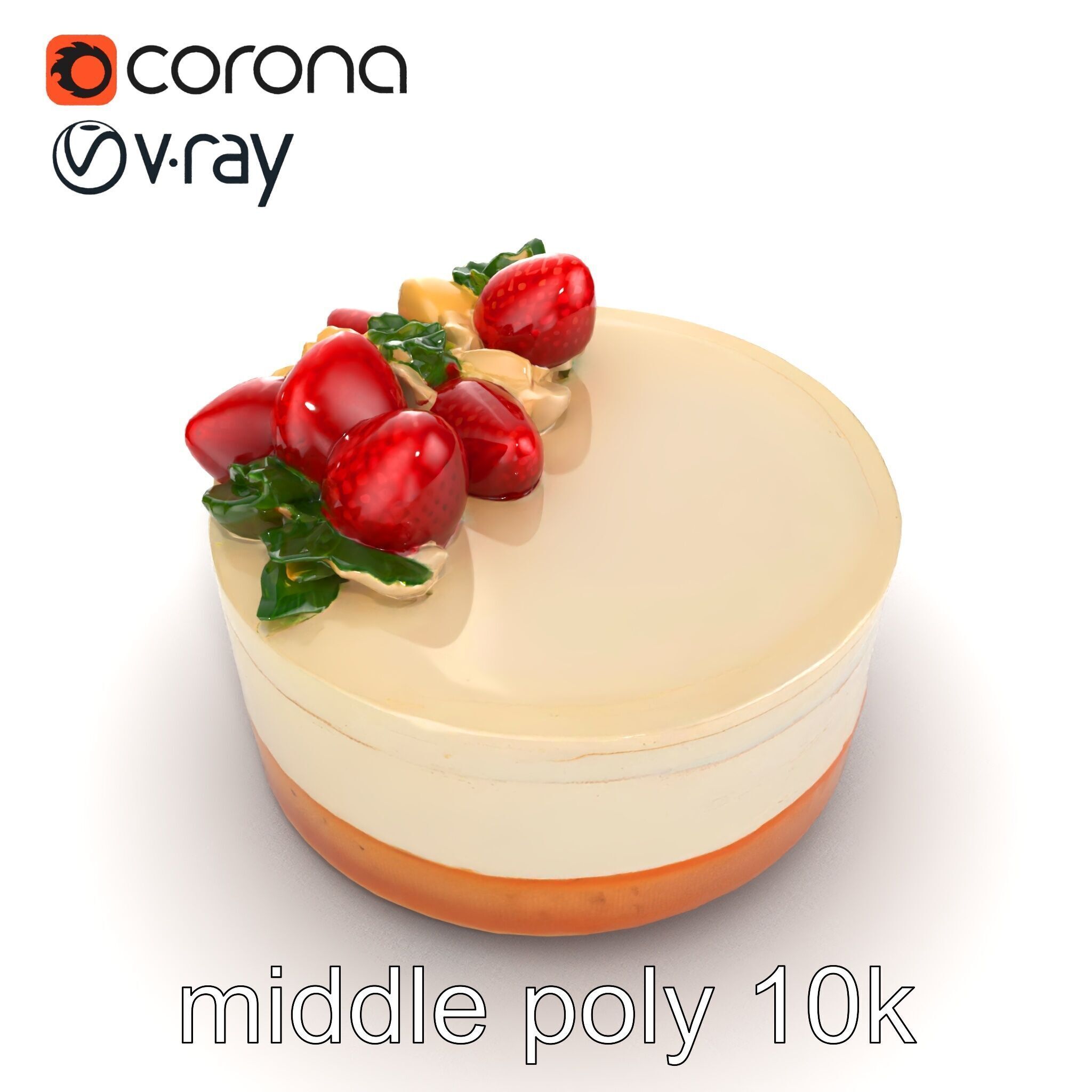 Strawberry Vanilla Cake Delicious Dessert model pack Low-poly 3D model_27