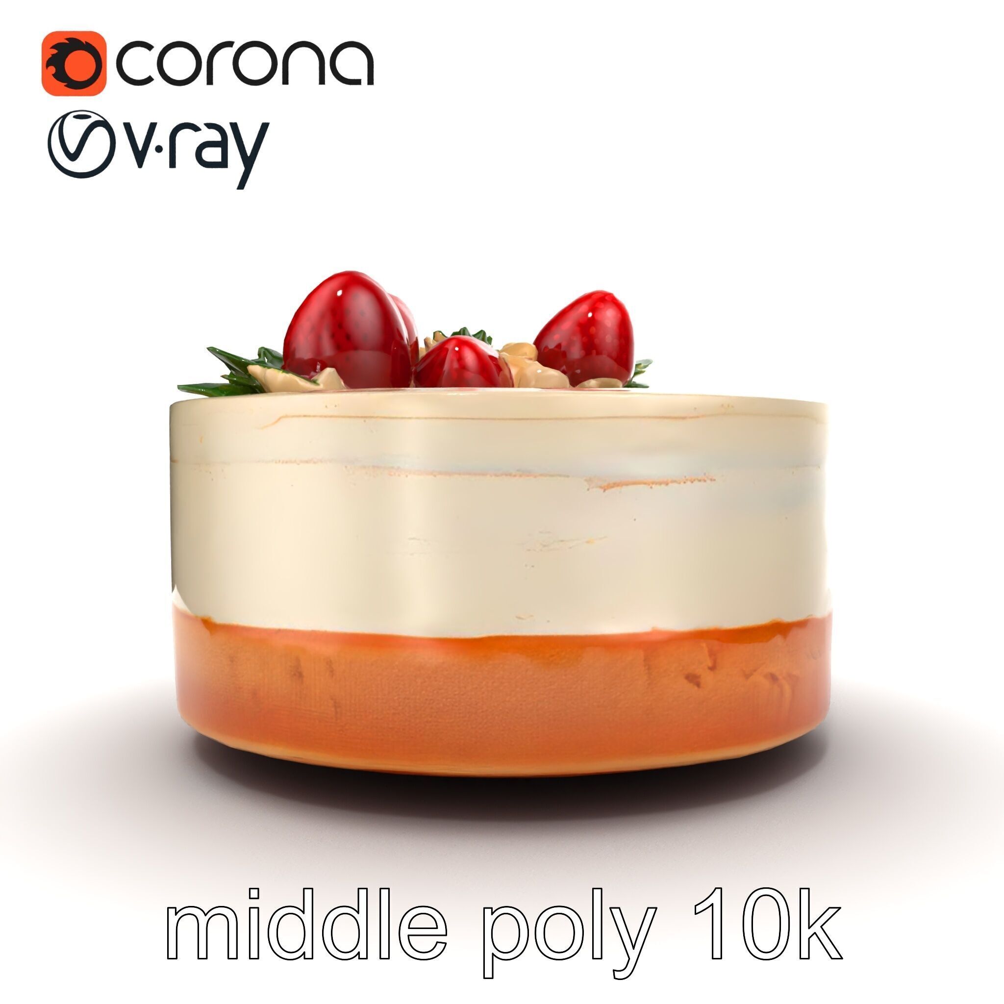 Strawberry Vanilla Cake Delicious Dessert model pack Low-poly 3D model_16