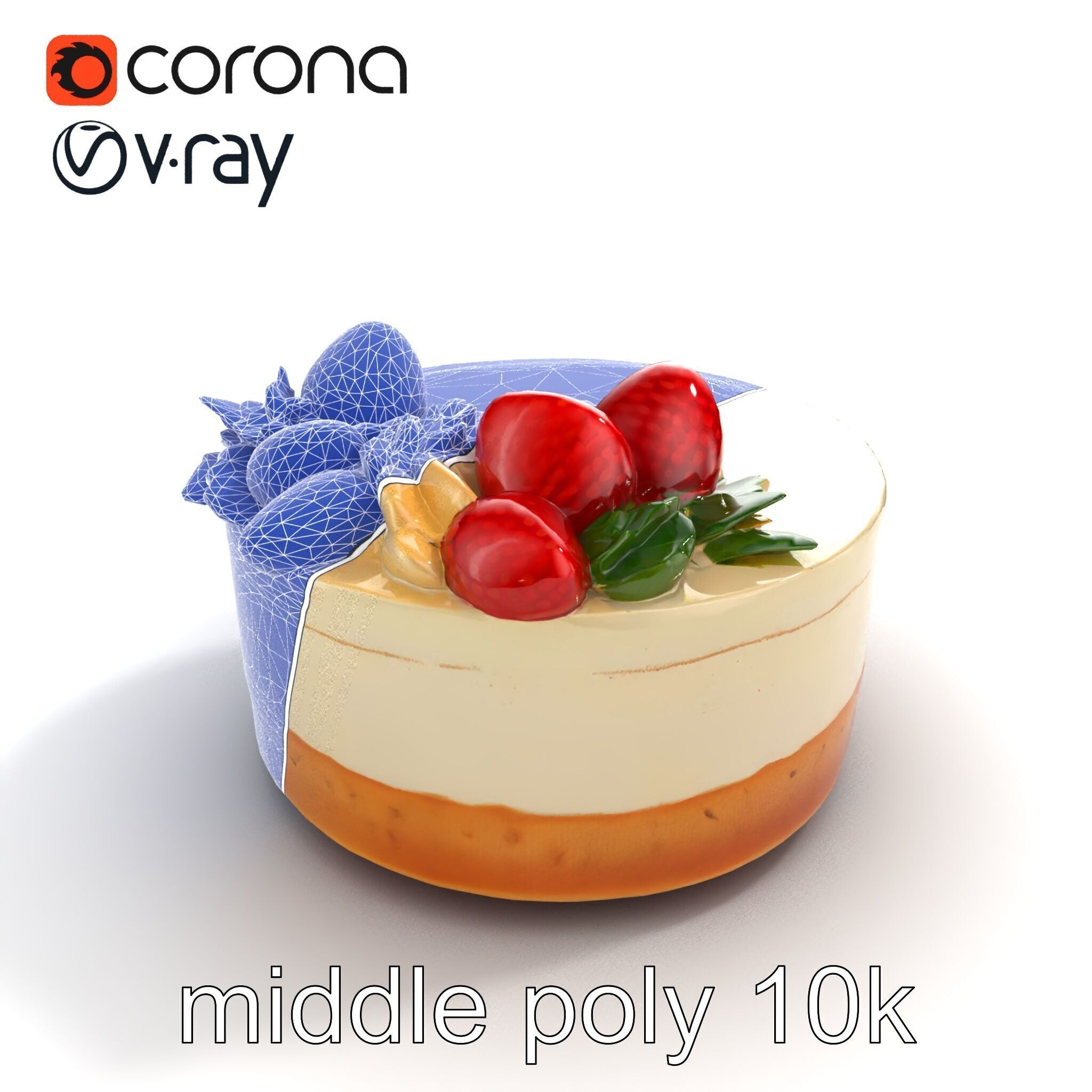 Strawberry Vanilla Cake Delicious Dessert model pack Low-poly 3D model_11