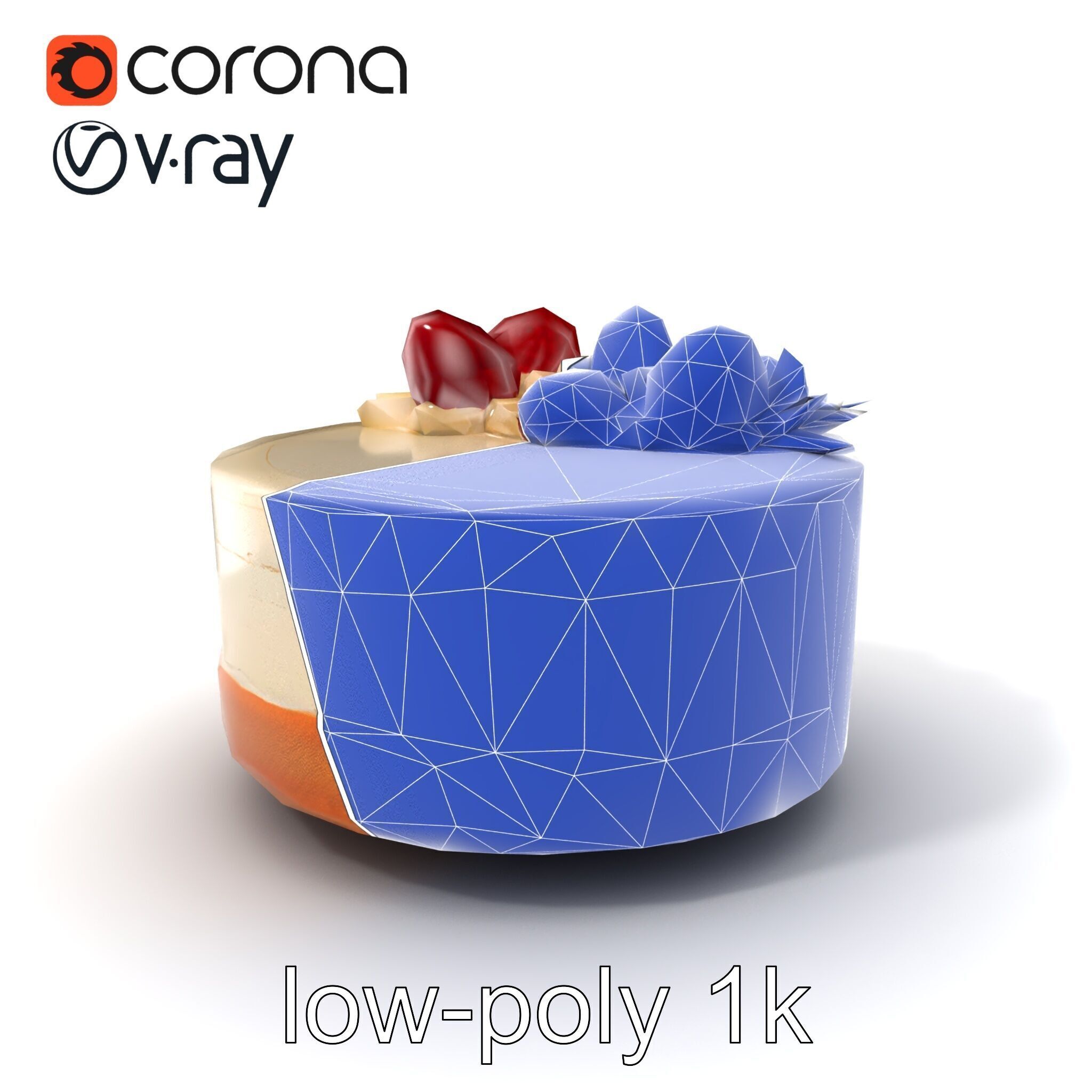Strawberry Vanilla Cake Delicious Dessert model pack Low-poly 3D model_7