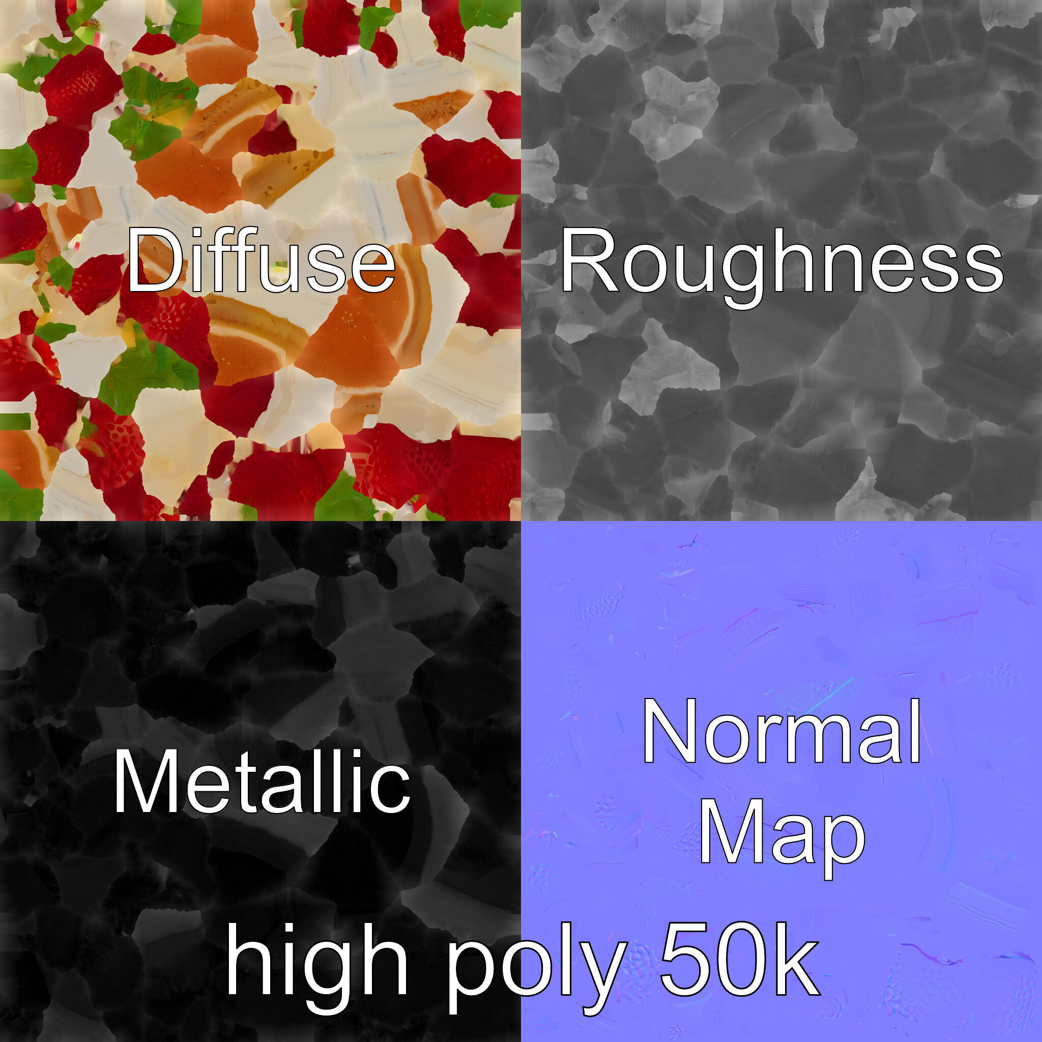 Strawberry Vanilla Cake Delicious Dessert model pack Low-poly 3D model_3