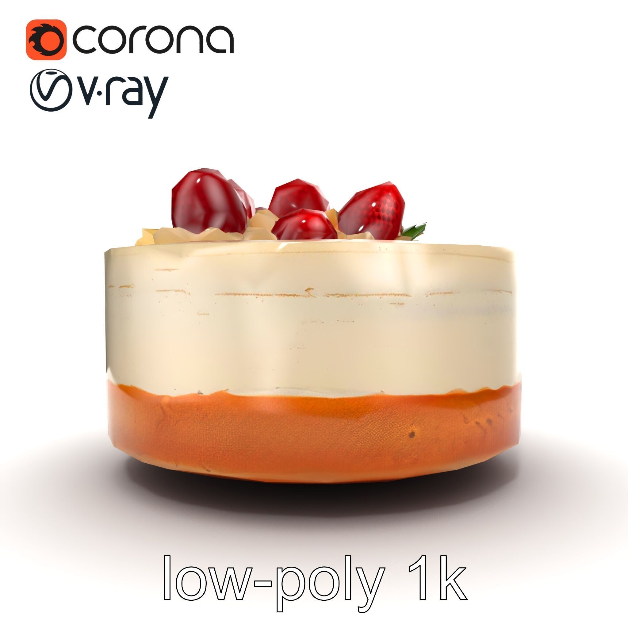 Strawberry Vanilla Cake Delicious Dessert model pack Low-poly 3D model_14