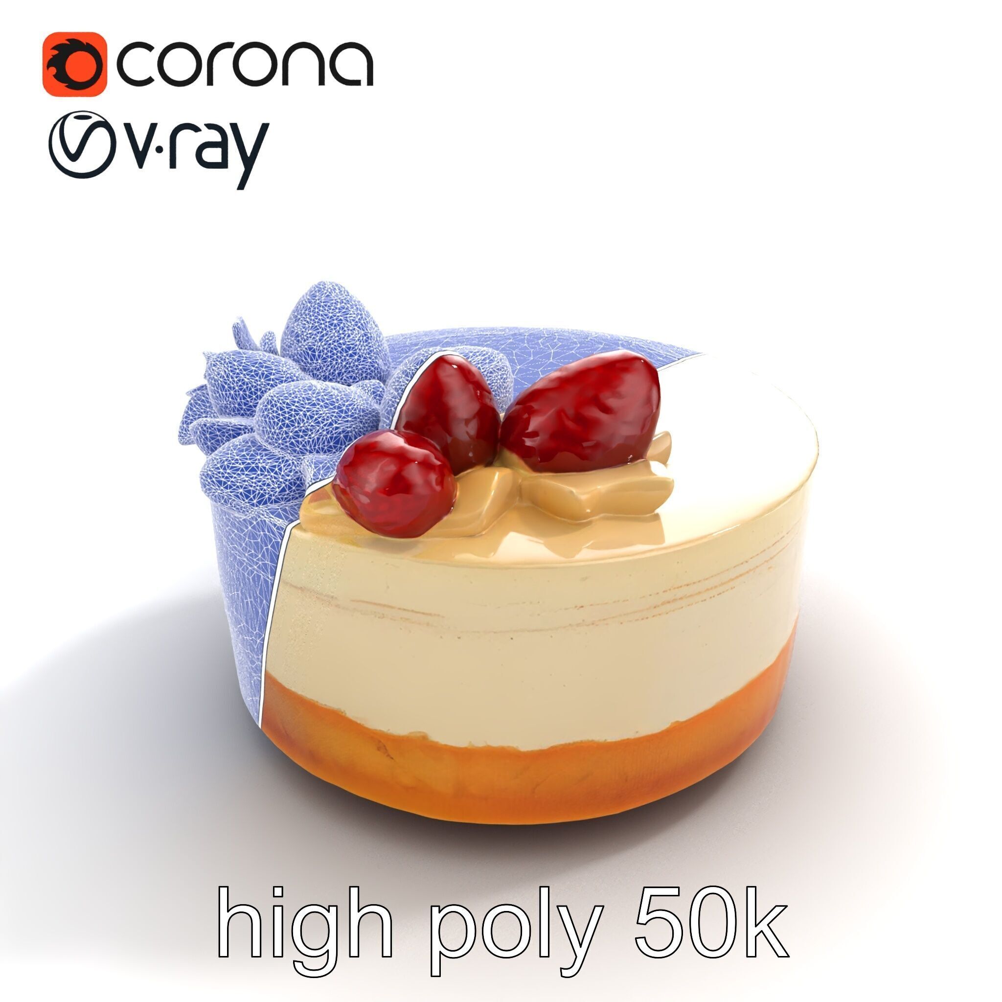 Strawberry Vanilla Cake Delicious Dessert model pack Low-poly 3D model_28