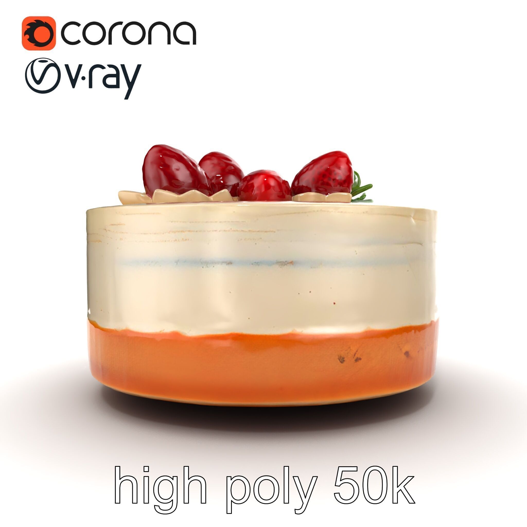 Strawberry Vanilla Cake Delicious Dessert model pack Low-poly 3D model_23