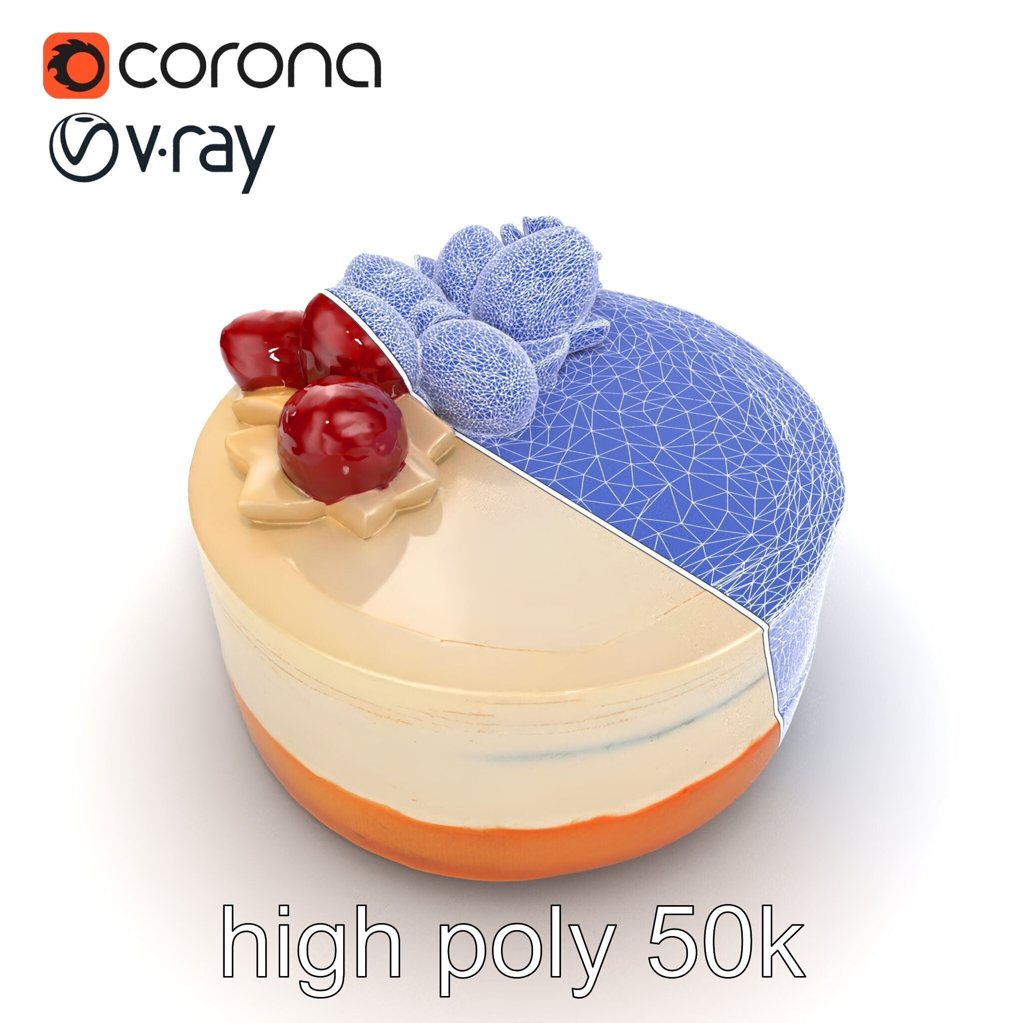 Strawberry Vanilla Cake Delicious Dessert model pack Low-poly 3D model_25