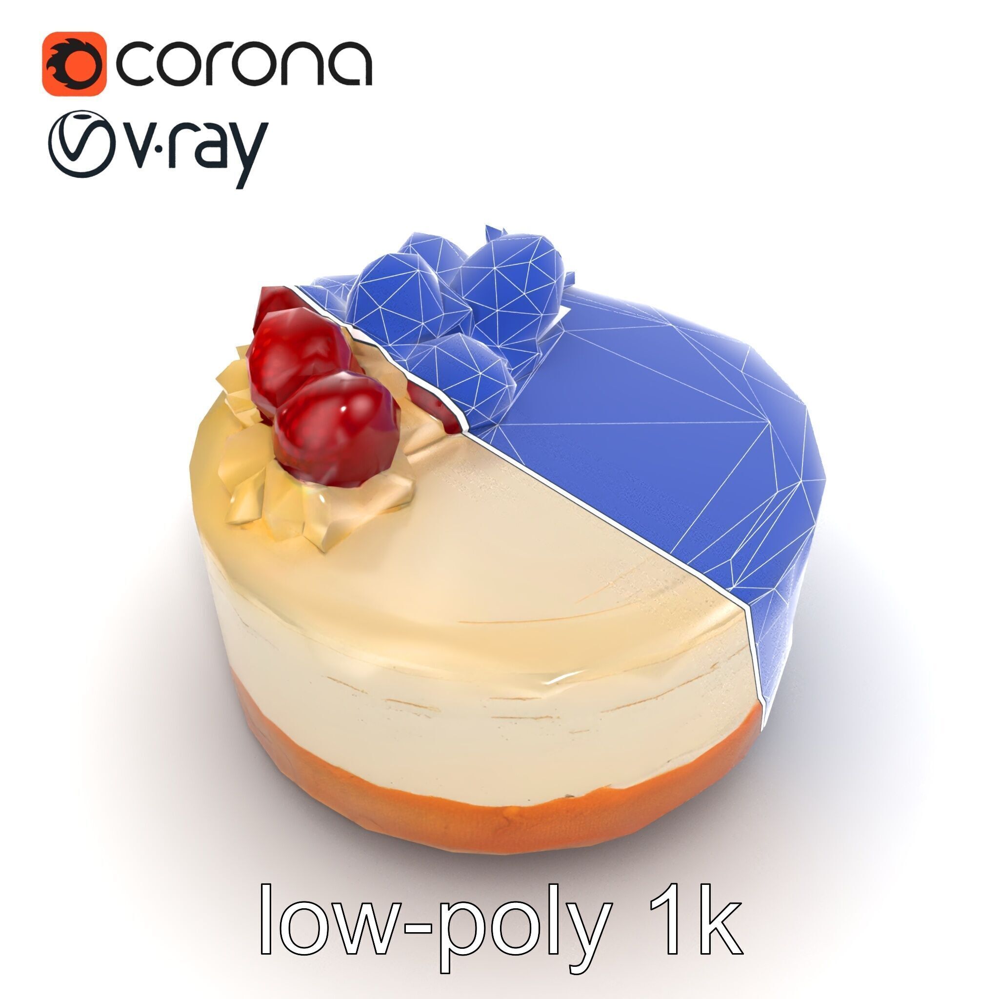 Strawberry Vanilla Cake Delicious Dessert model pack Low-poly 3D model_24
