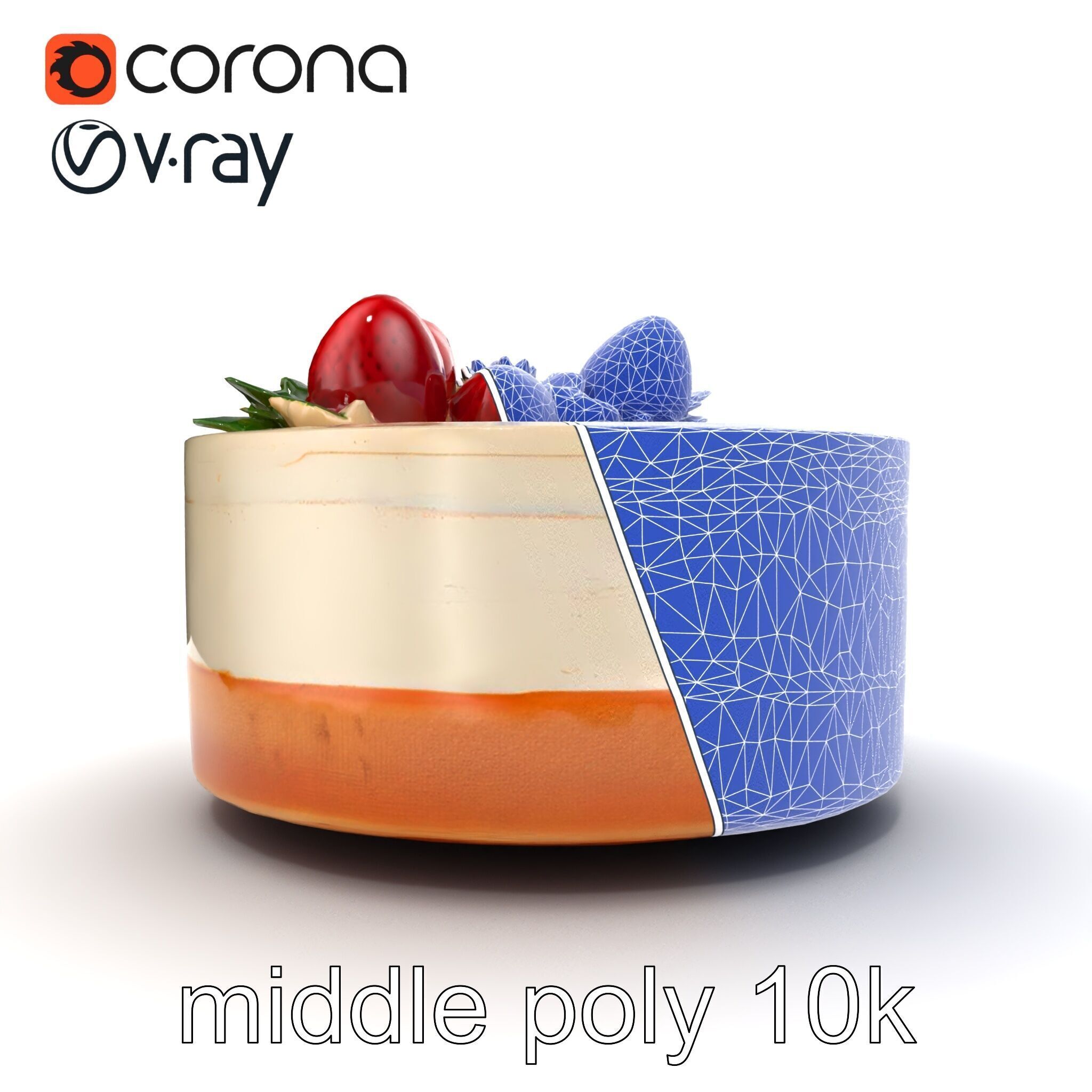 Strawberry Vanilla Cake Delicious Dessert model pack Low-poly 3D model_18