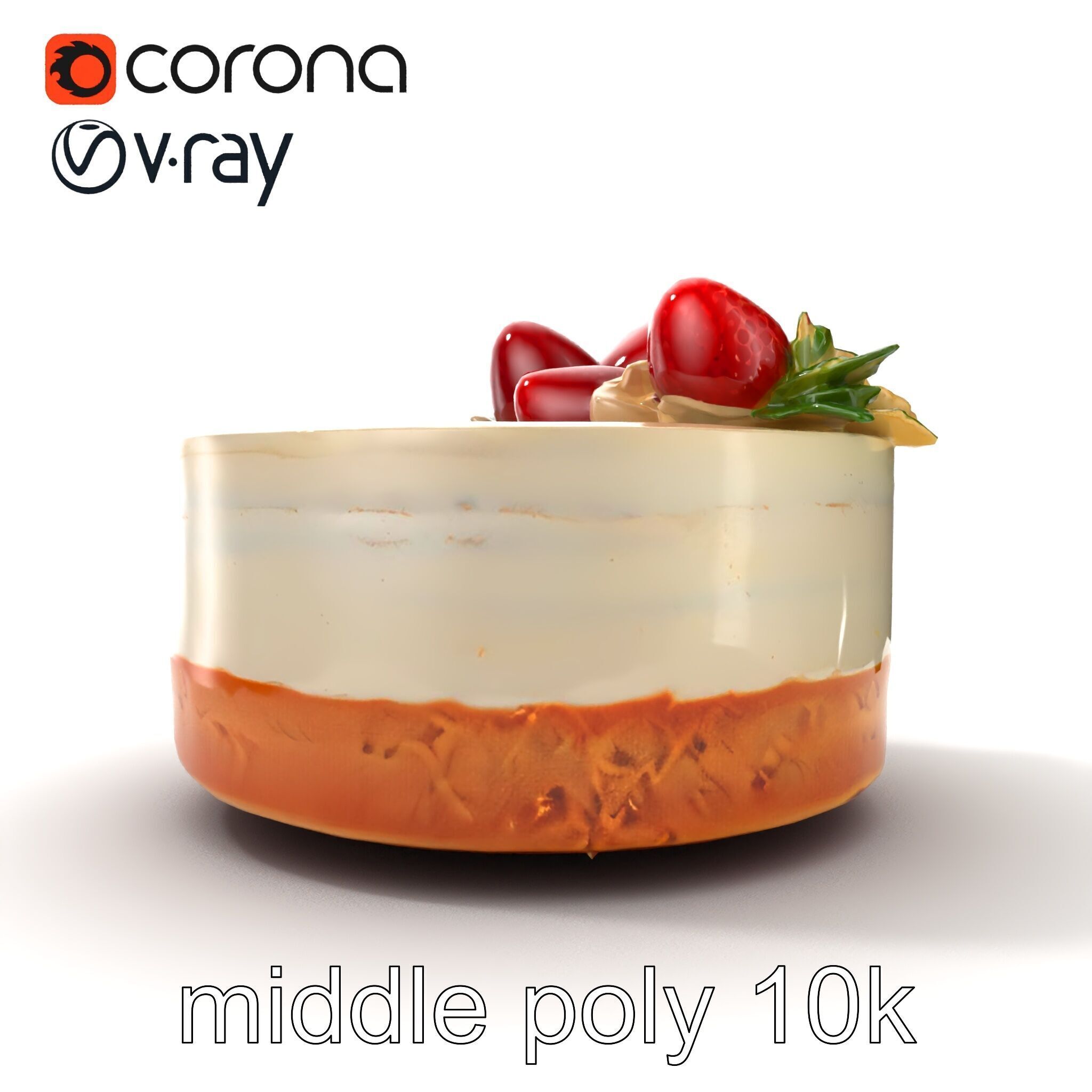 Strawberry Vanilla Cake Delicious Dessert model pack Low-poly 3D model_30