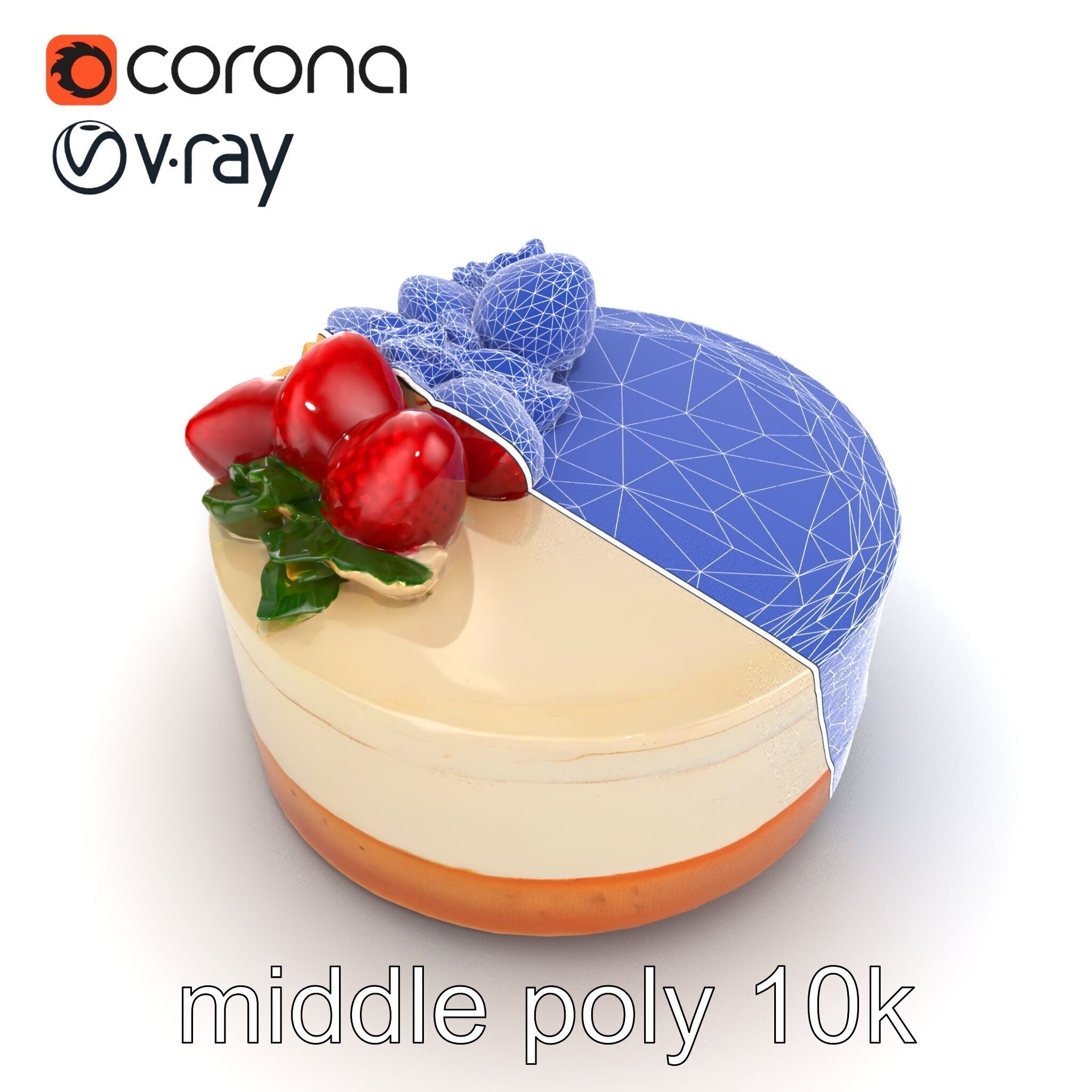 Strawberry Vanilla Cake Delicious Dessert model pack Low-poly 3D model_26