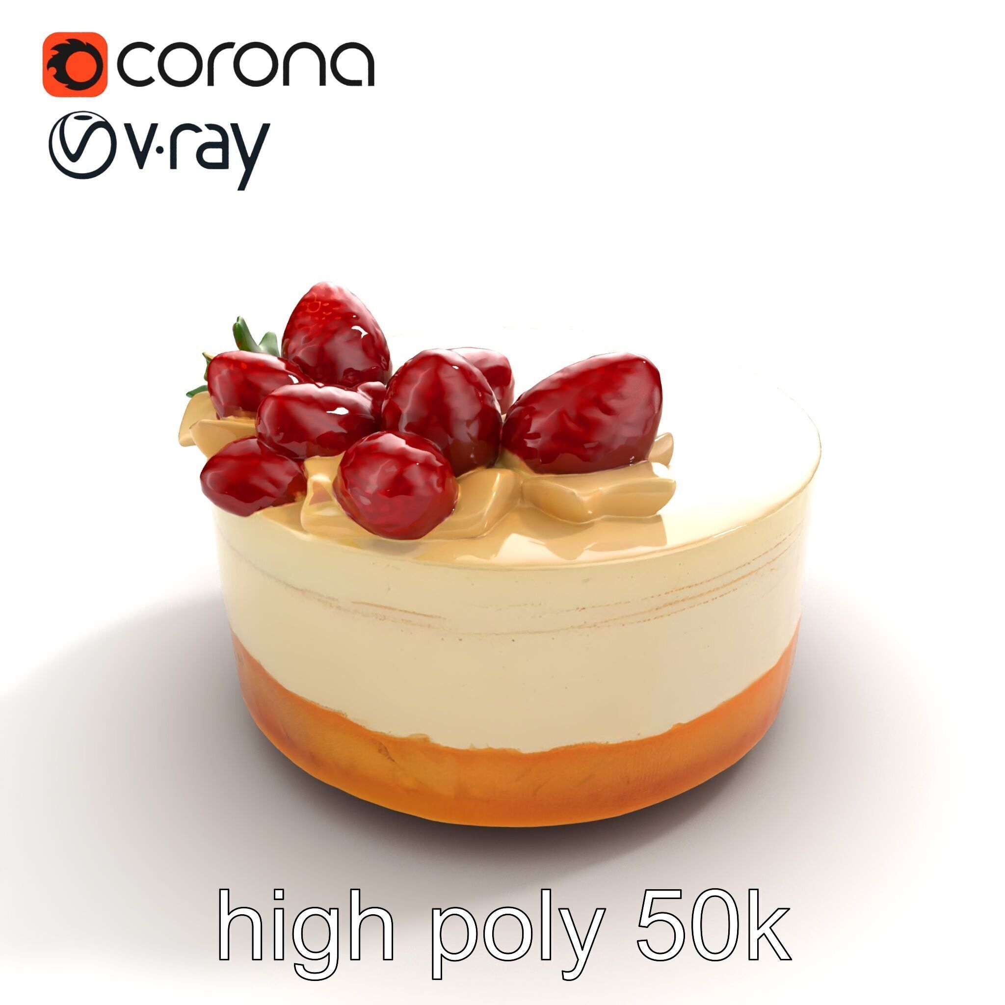 Strawberry Vanilla Cake Delicious Dessert model pack Low-poly 3D model_17