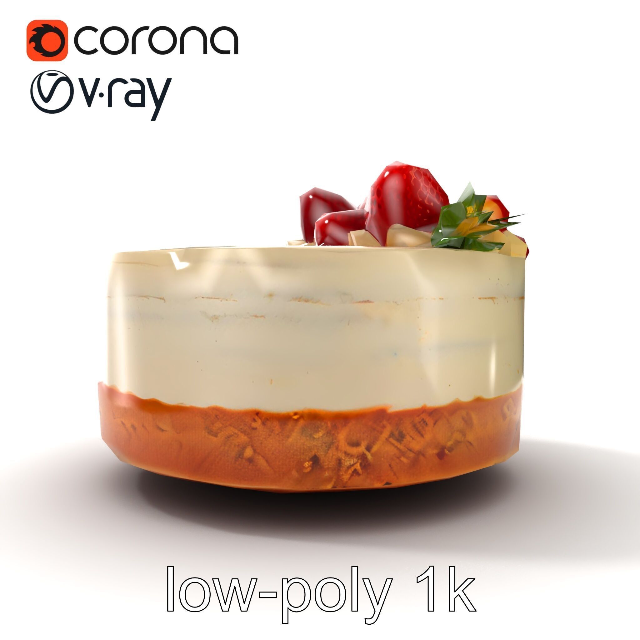Strawberry Vanilla Cake Delicious Dessert model pack Low-poly 3D model_13