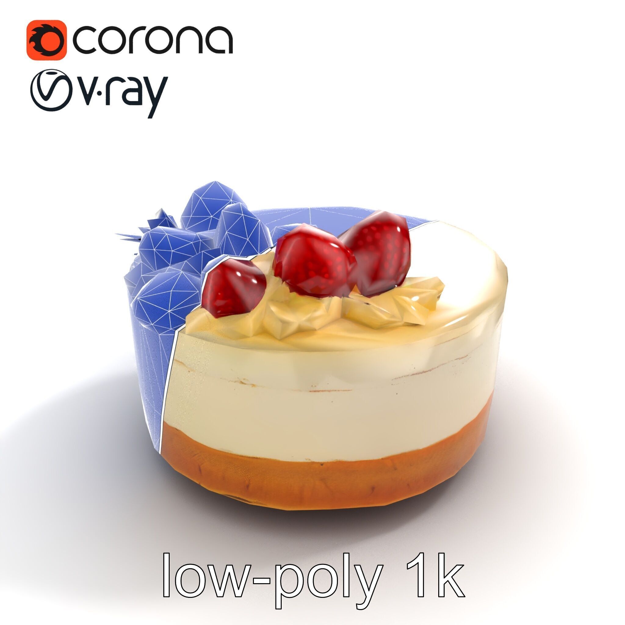 Strawberry Vanilla Cake Delicious Dessert model pack Low-poly 3D model_19