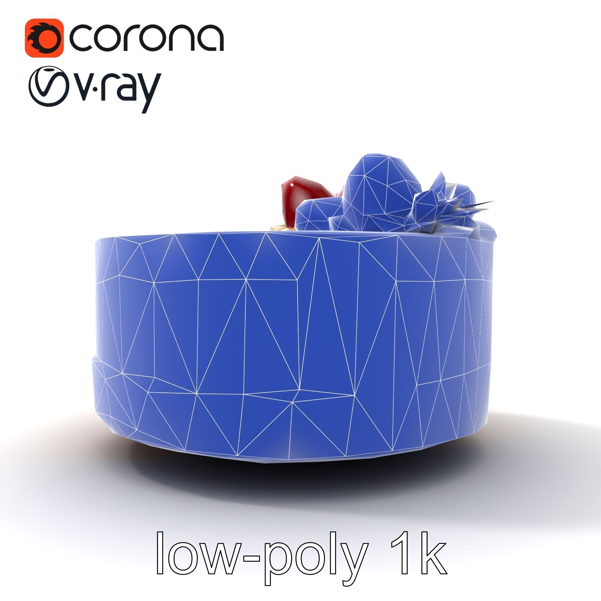 Strawberry Vanilla Cake Delicious Dessert model pack Low-poly 3D model_20