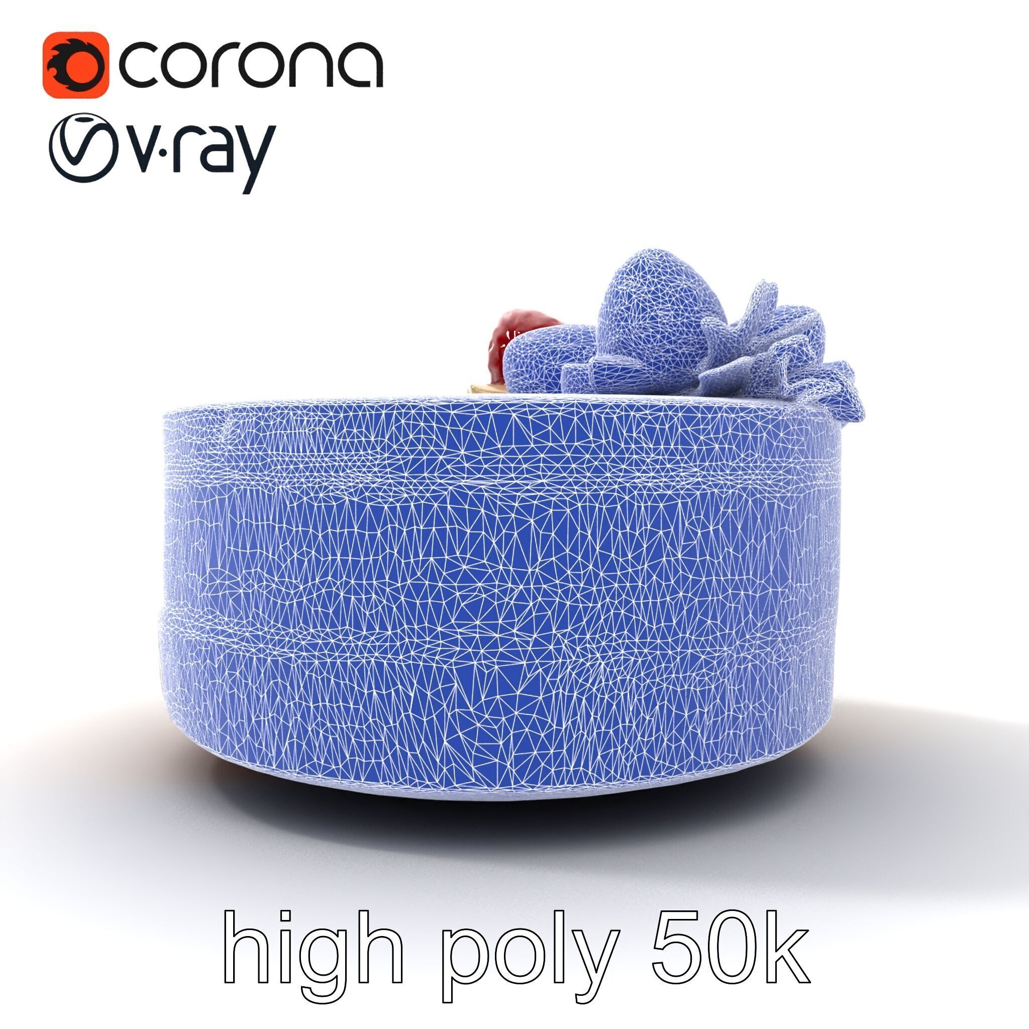 Strawberry Vanilla Cake Delicious Dessert model pack Low-poly 3D model_32