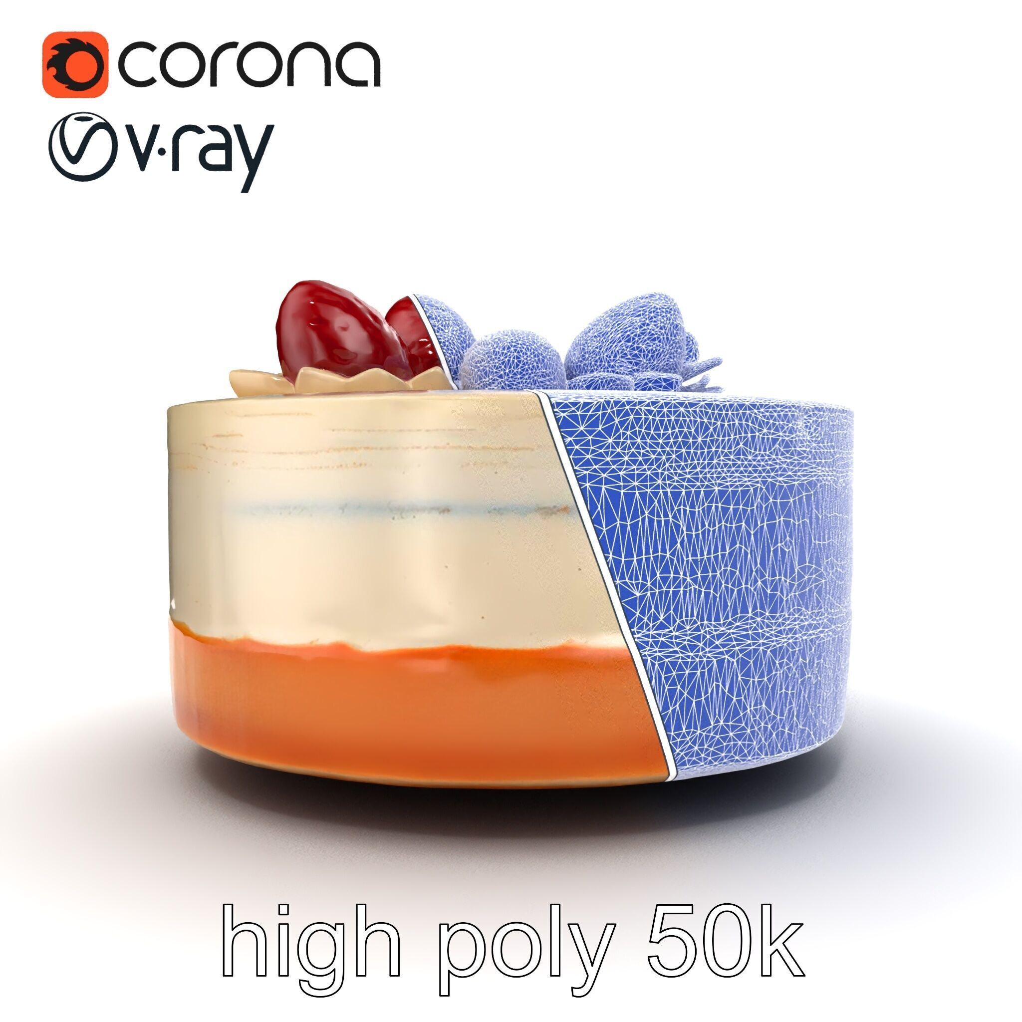 Strawberry Vanilla Cake Delicious Dessert model pack Low-poly 3D model_29