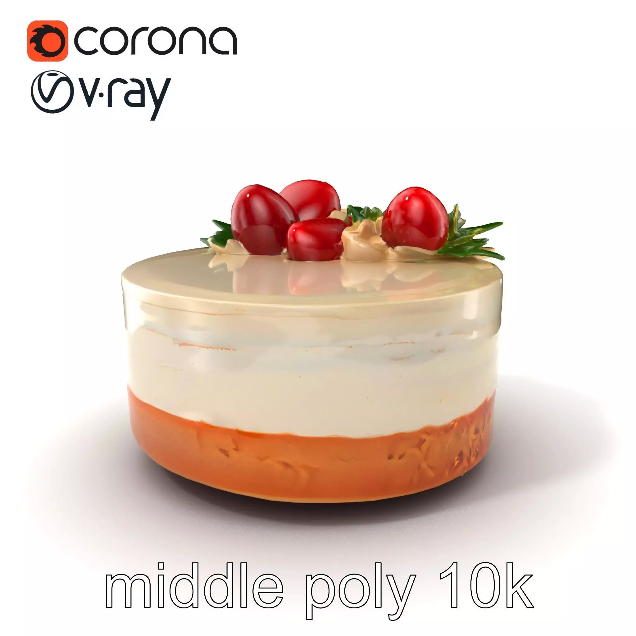 Strawberry Vanilla Cake Delicious Dessert model pack Low-poly 3D model_0