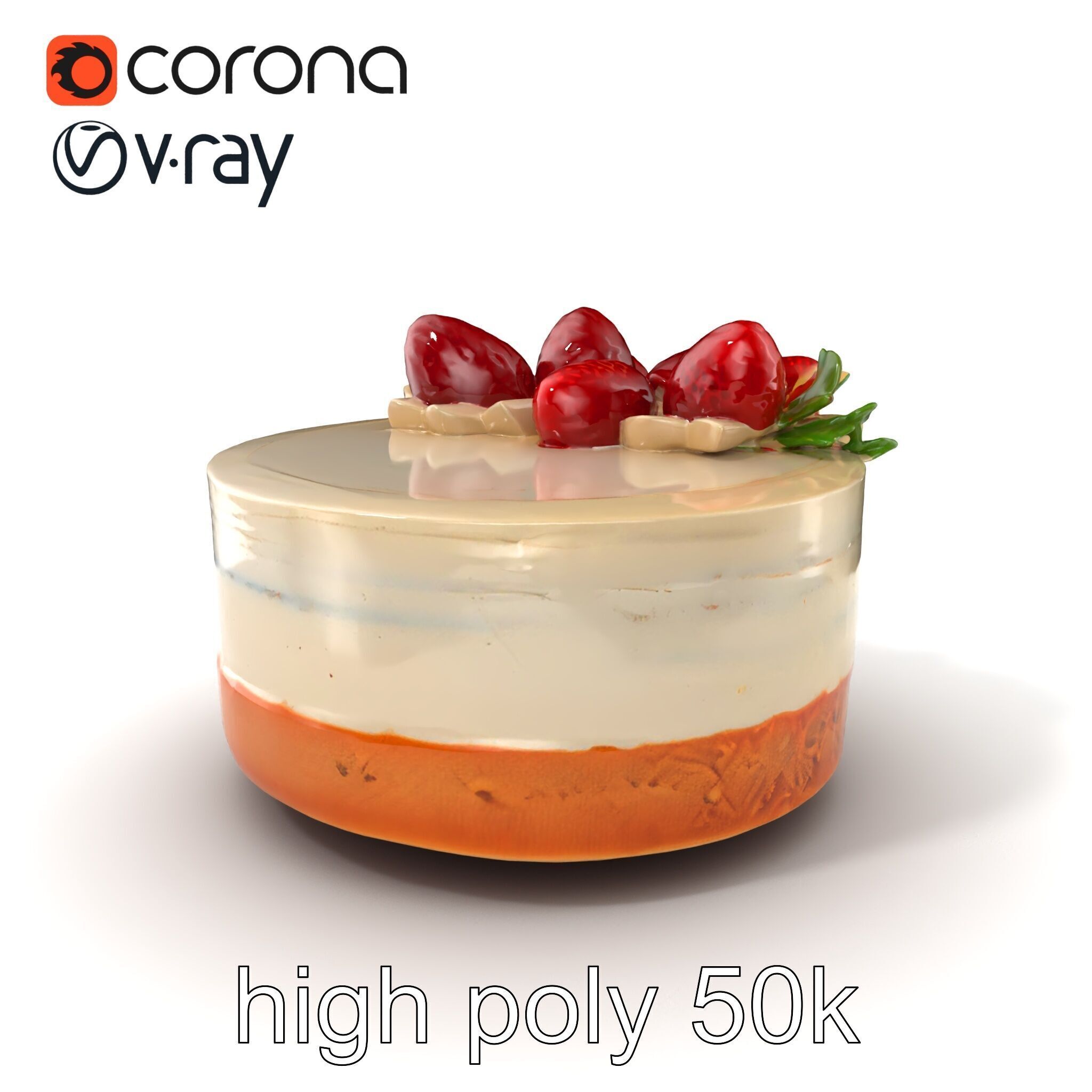 Strawberry Vanilla Cake Delicious Dessert model pack Low-poly 3D model_2