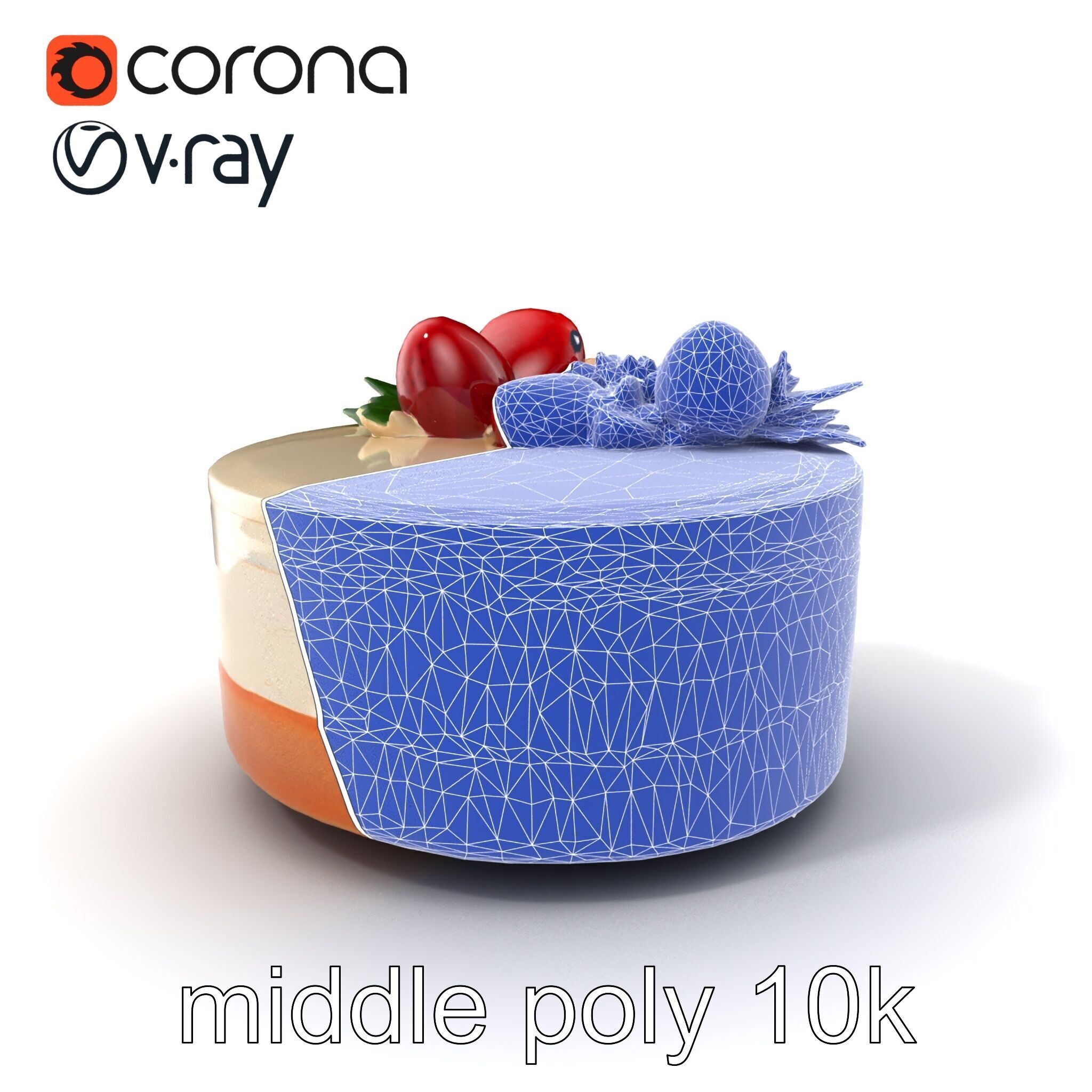 Strawberry Vanilla Cake Delicious Dessert model pack Low-poly 3D model_6