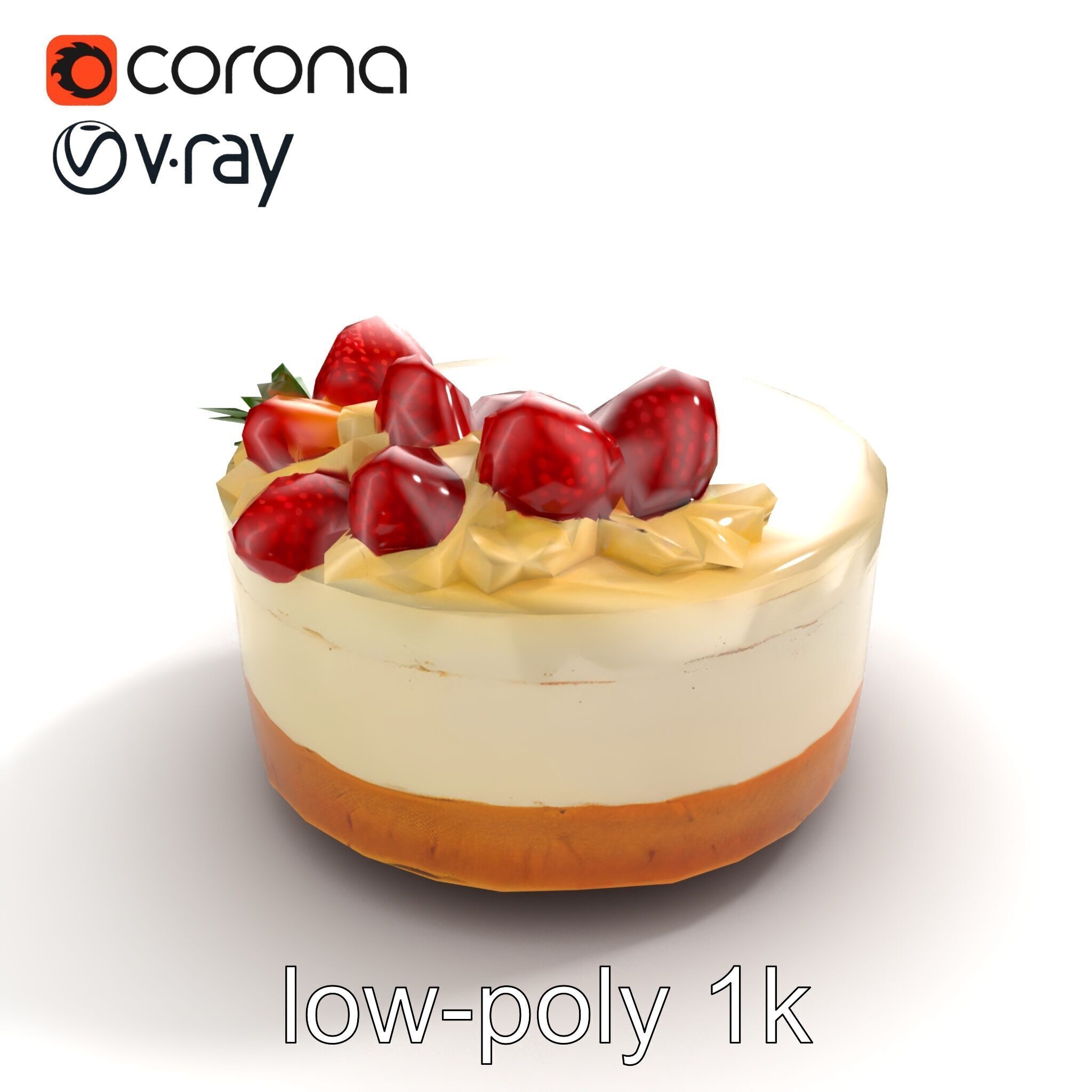 Strawberry Vanilla Cake Delicious Dessert model pack Low-poly 3D model_9