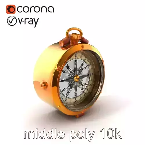 Antique Brass Compass model pack with Historical Detail Low-poly 3D model