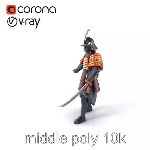 Japanese Samurai Figurine Historical Art model pack