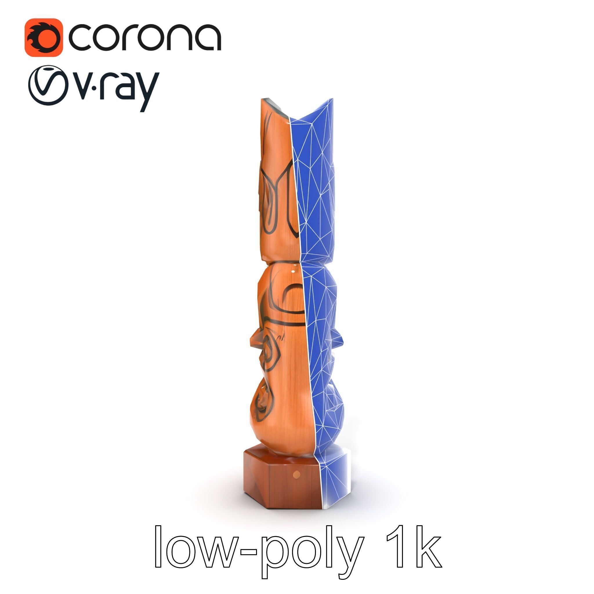 Handcrafted Maori Tiki Sculpture model pack Low-poly 3D model_20