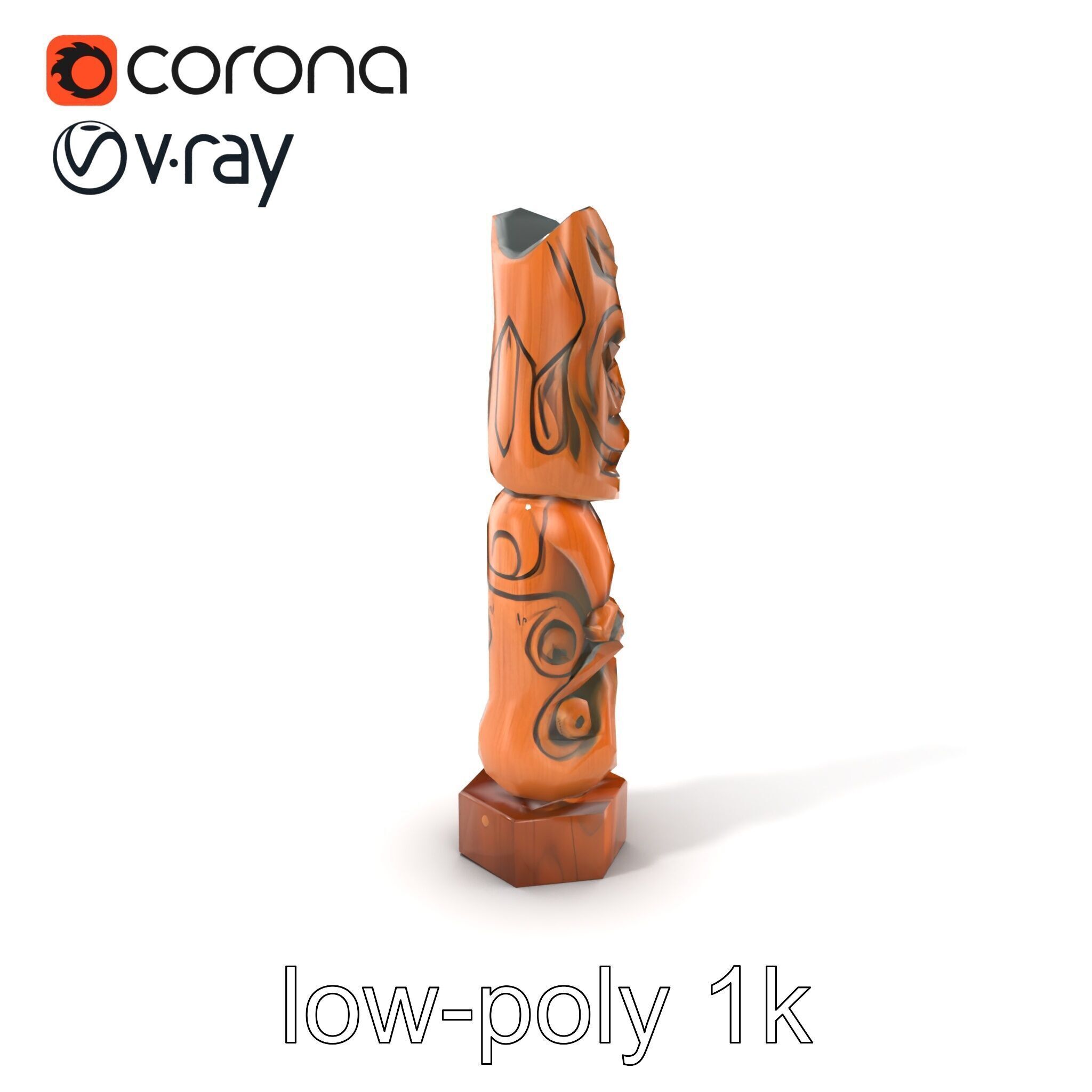 Handcrafted Maori Tiki Sculpture model pack Low-poly 3D model_5