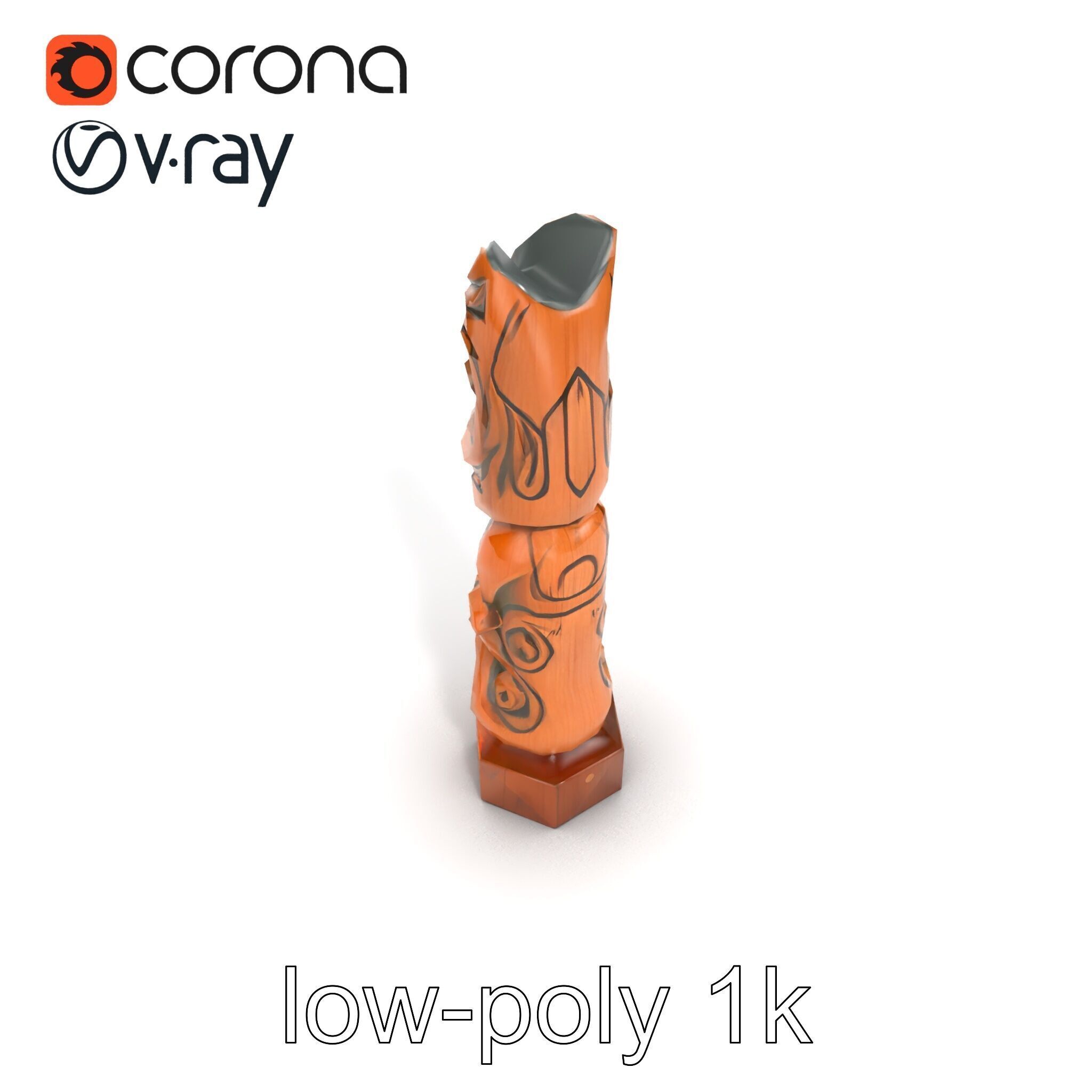 Handcrafted Maori Tiki Sculpture model pack Low-poly 3D model_15