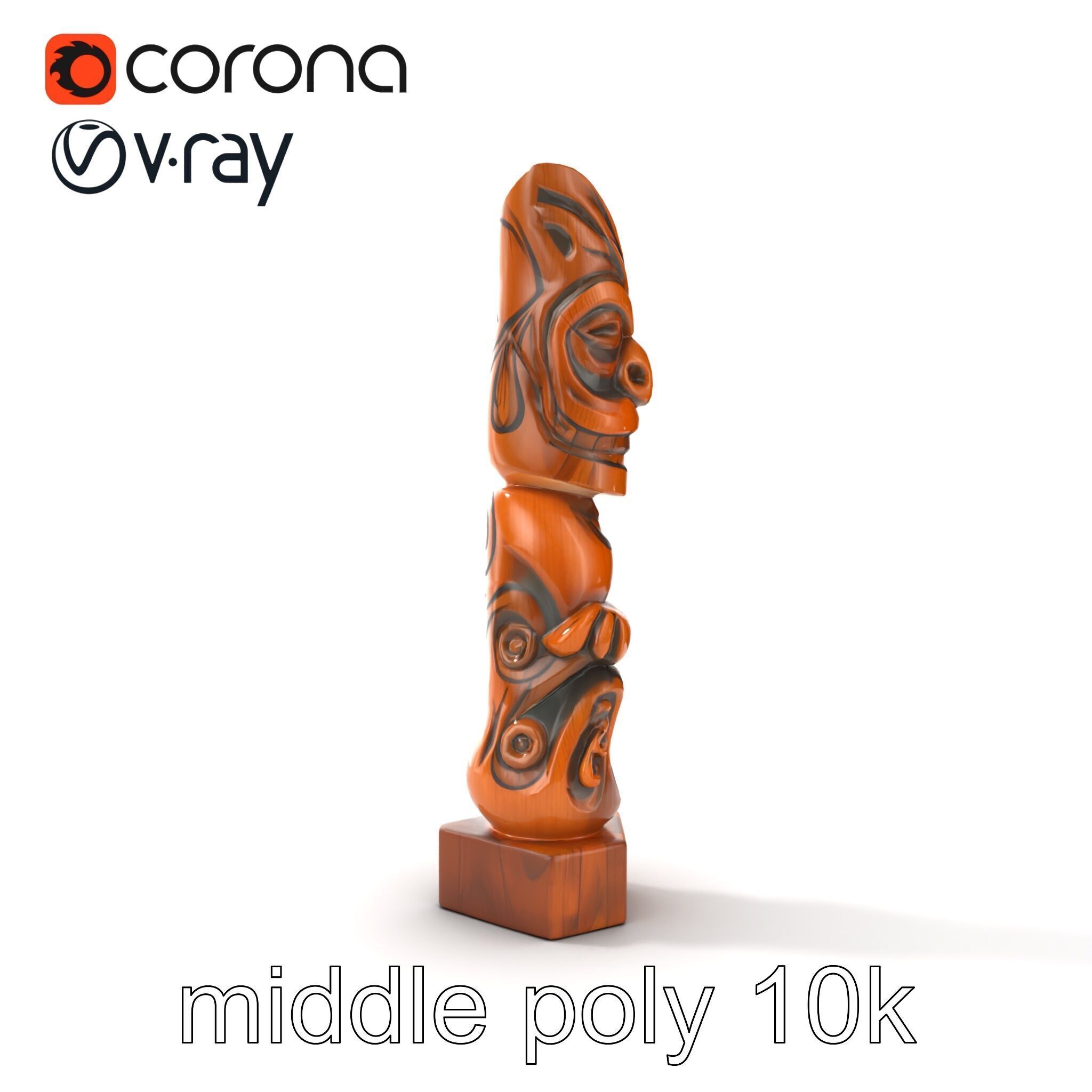Handcrafted Maori Tiki Sculpture model pack Low-poly 3D model_16
