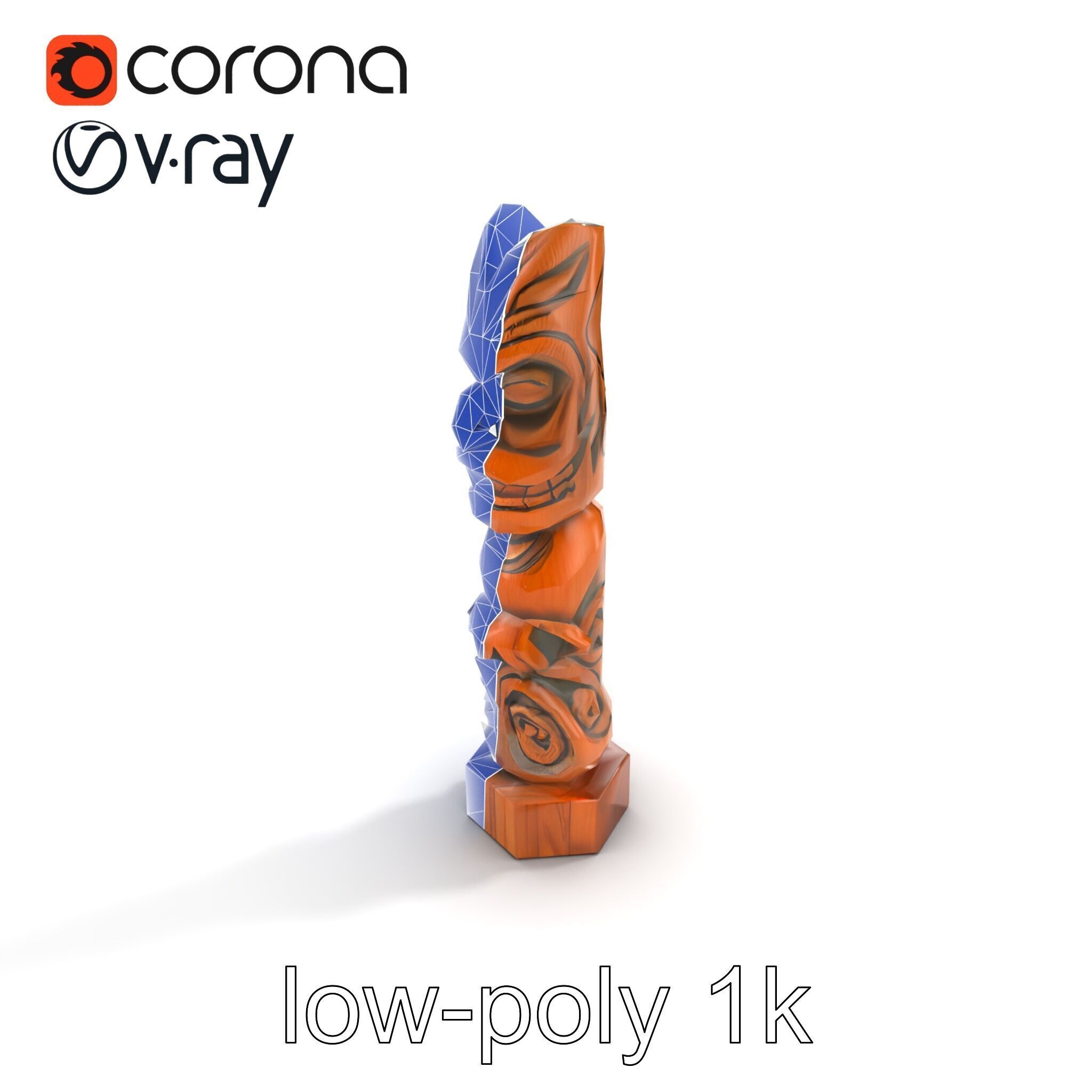 Handcrafted Maori Tiki Sculpture model pack Low-poly 3D model_17