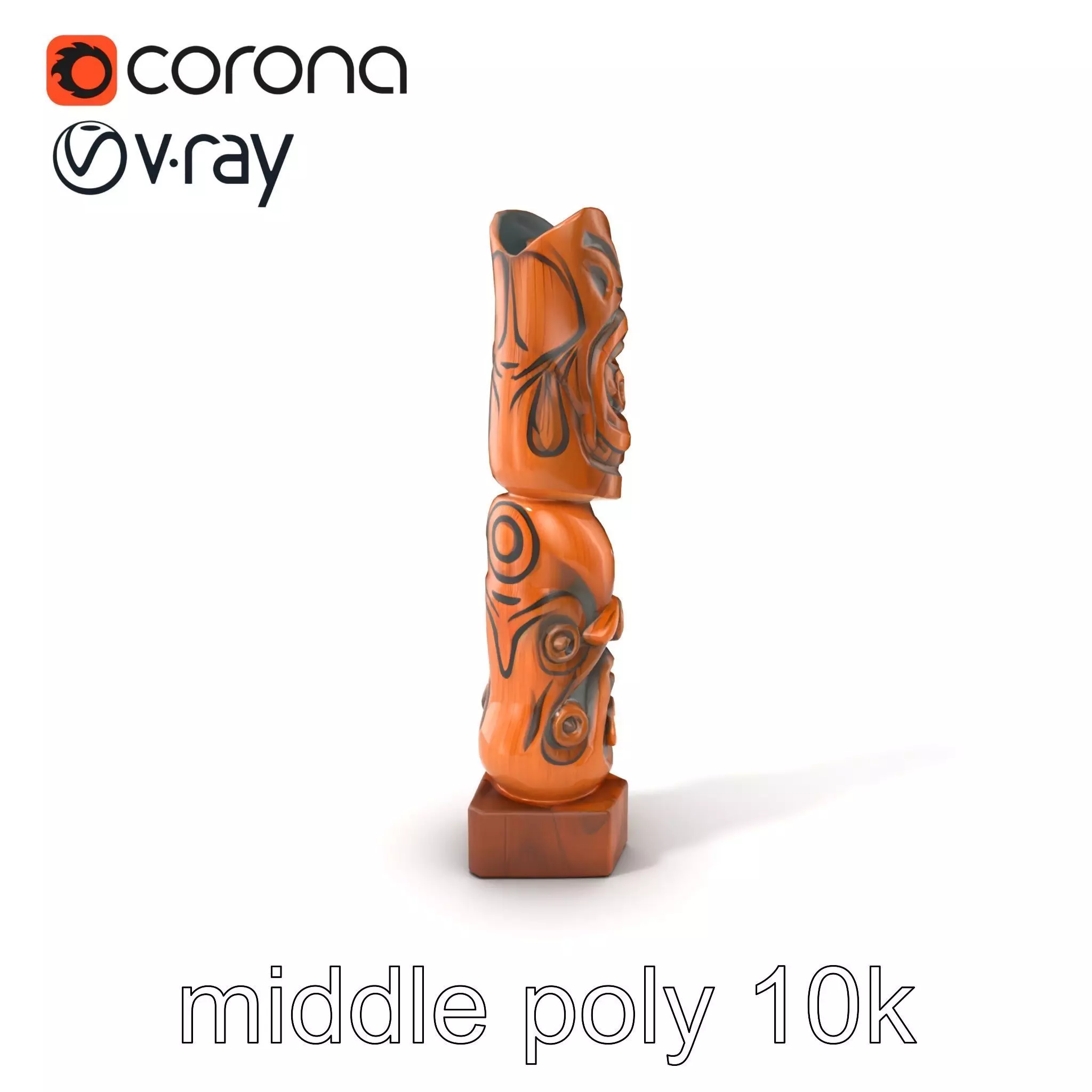Handcrafted Maori Tiki Sculpture model pack Low-poly 3D model_0