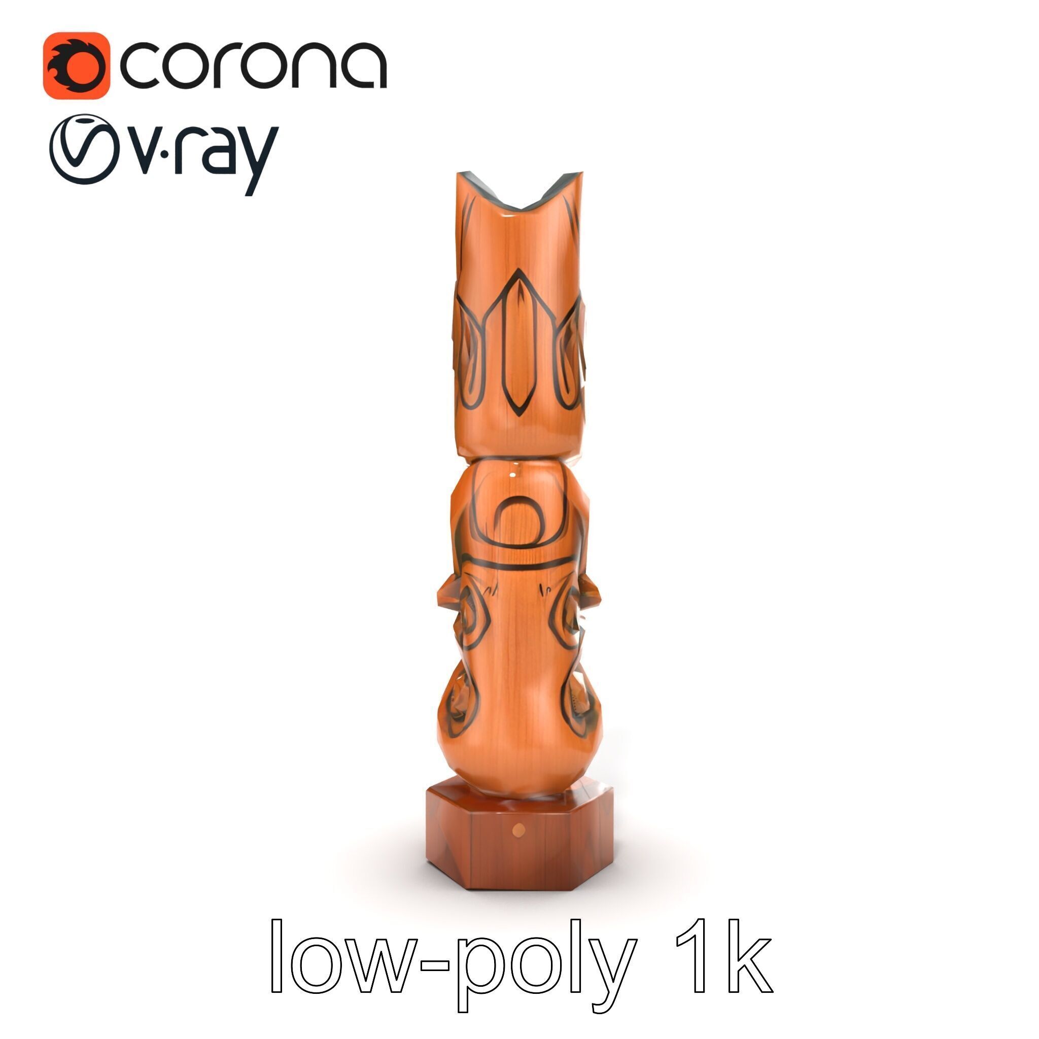 Handcrafted Maori Tiki Sculpture model pack Low-poly 3D model_19