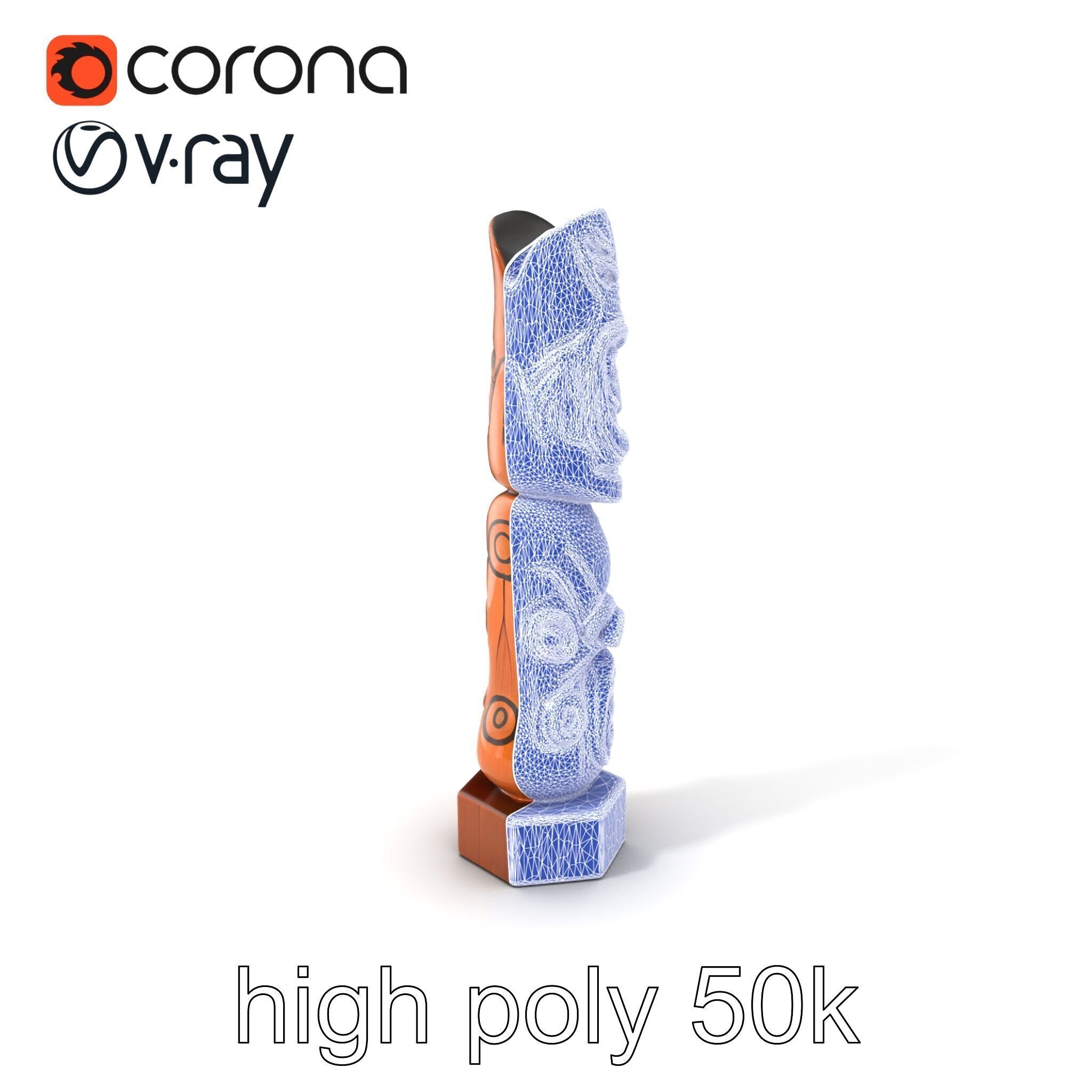 Handcrafted Maori Tiki Sculpture model pack Low-poly 3D model_10