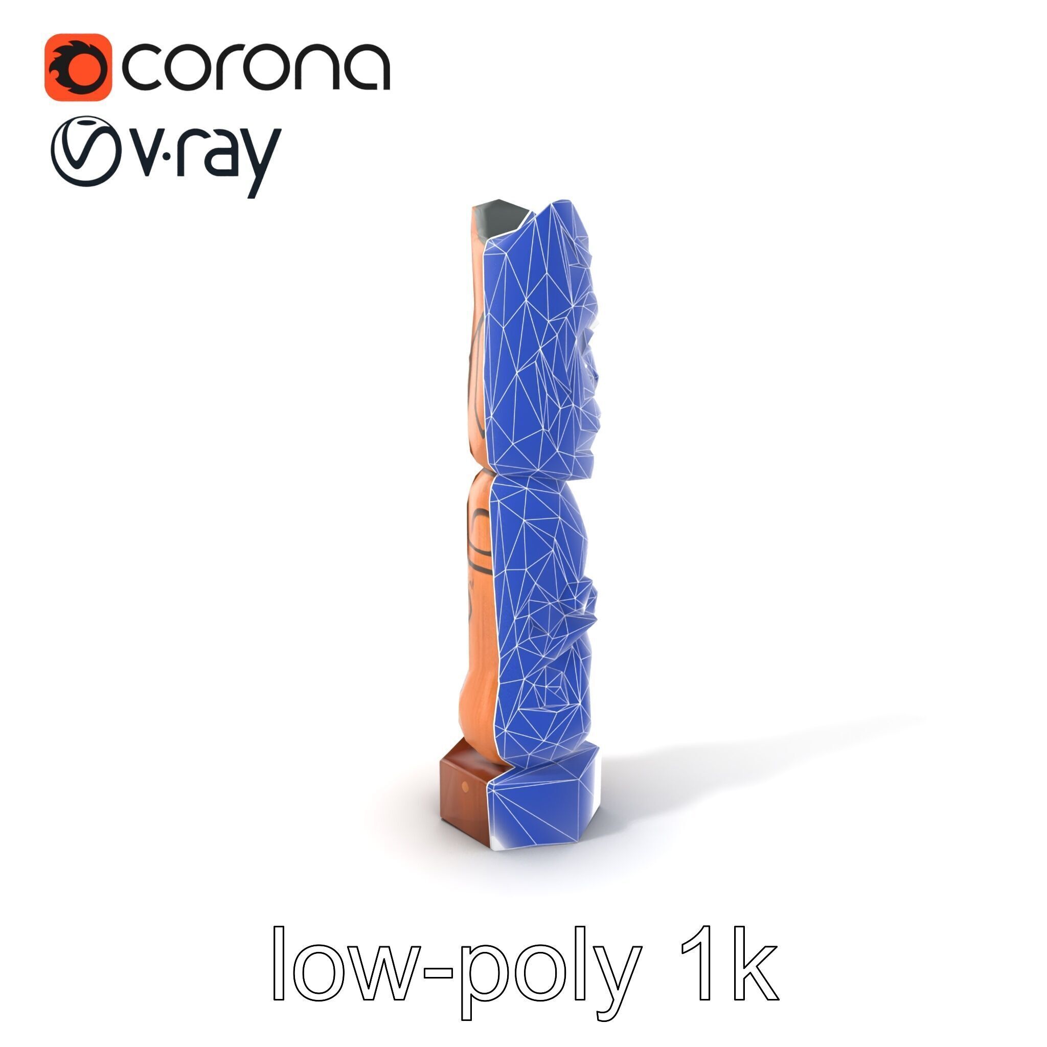 Handcrafted Maori Tiki Sculpture model pack Low-poly 3D model_7