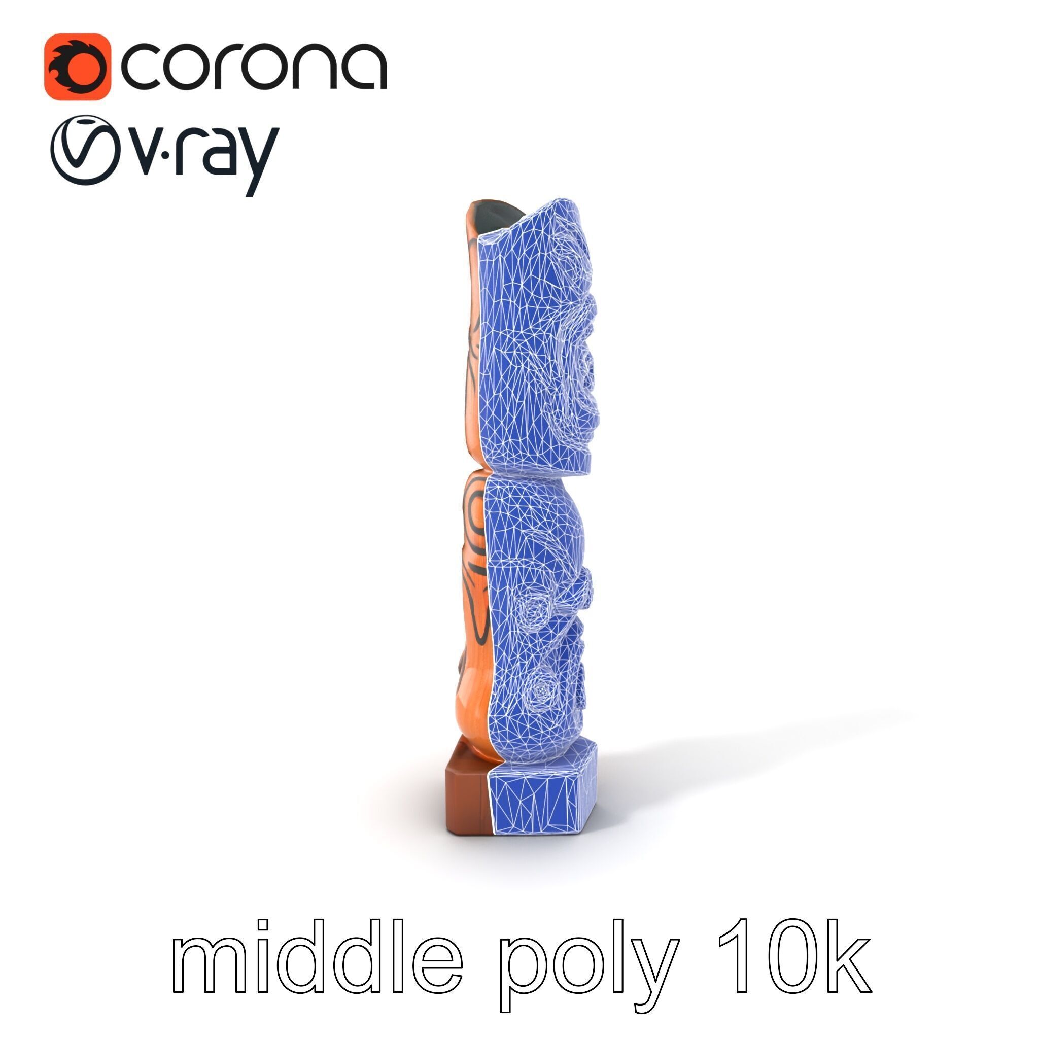 Handcrafted Maori Tiki Sculpture model pack Low-poly 3D model_6