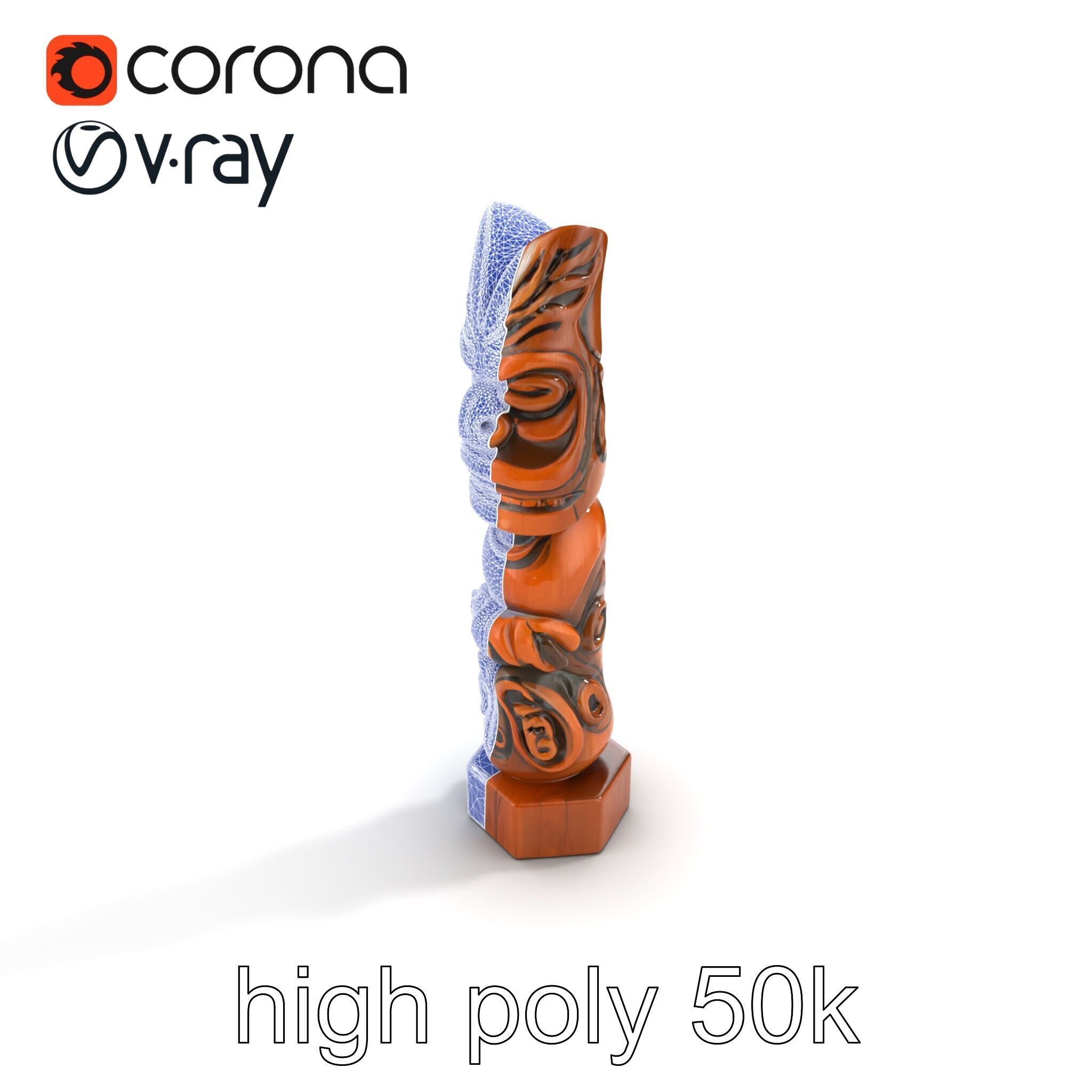 Handcrafted Maori Tiki Sculpture model pack Low-poly 3D model_27