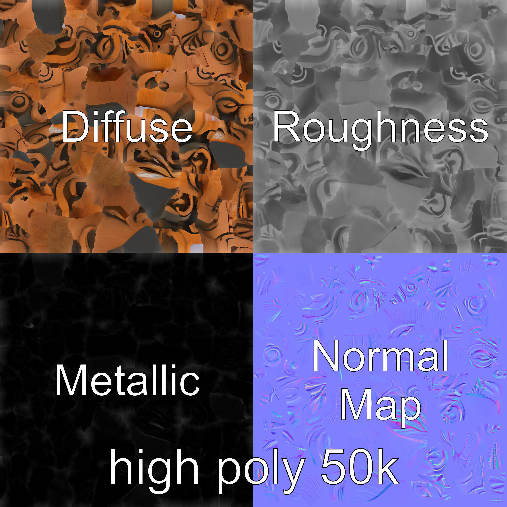 Handcrafted Maori Tiki Sculpture model pack Low-poly 3D model_3