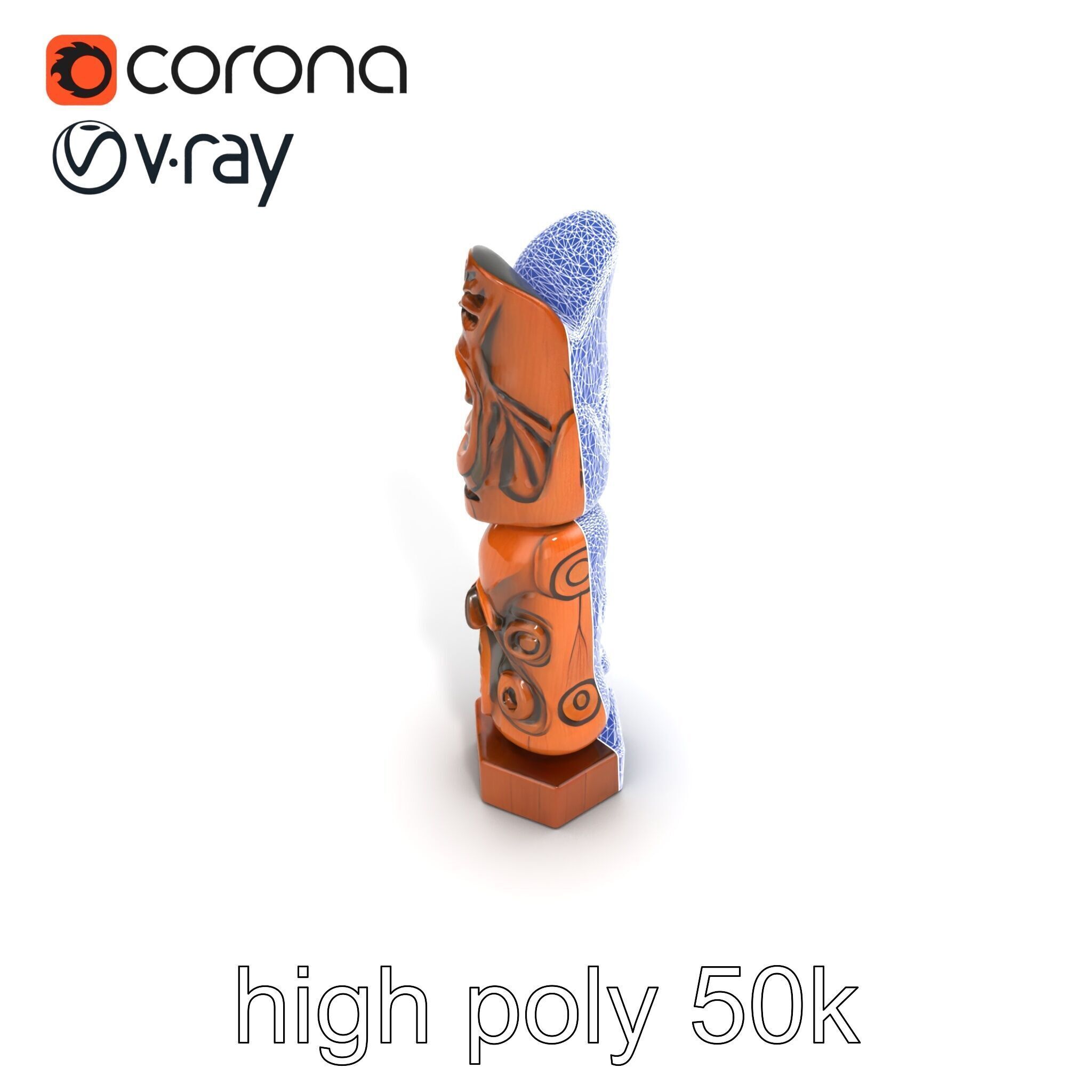 Handcrafted Maori Tiki Sculpture model pack Low-poly 3D model_26