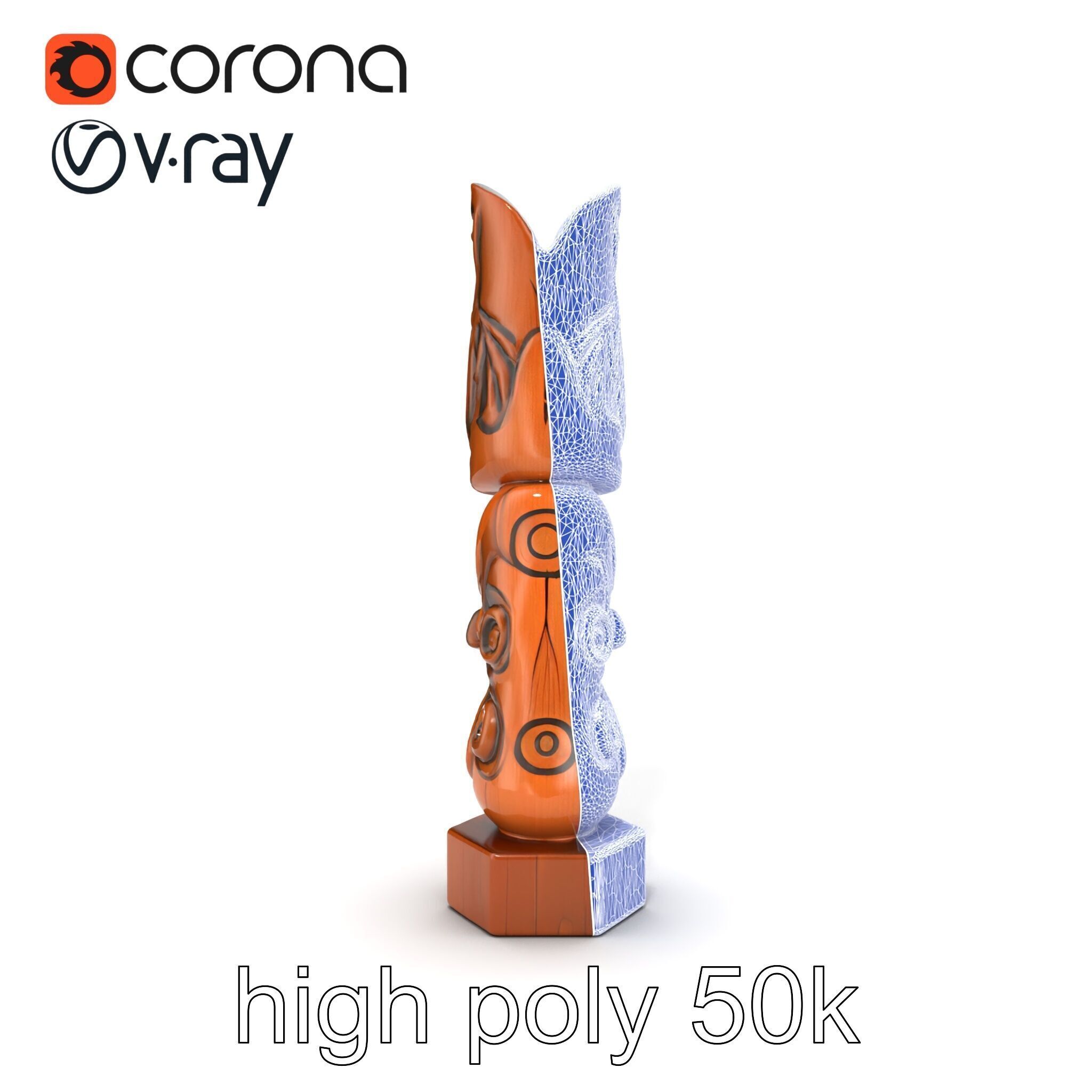 Handcrafted Maori Tiki Sculpture model pack Low-poly 3D model_32