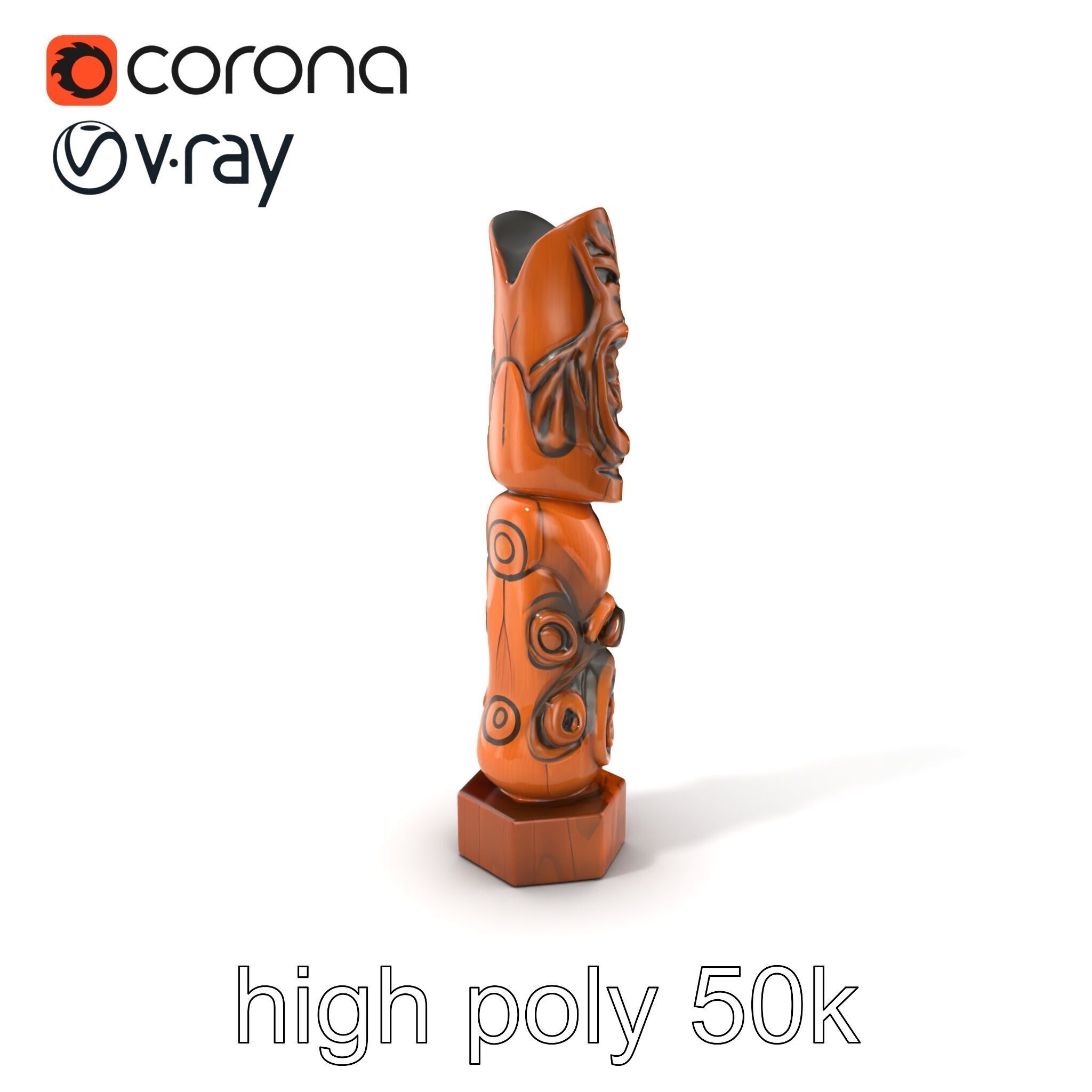 Handcrafted Maori Tiki Sculpture model pack Low-poly 3D model_2