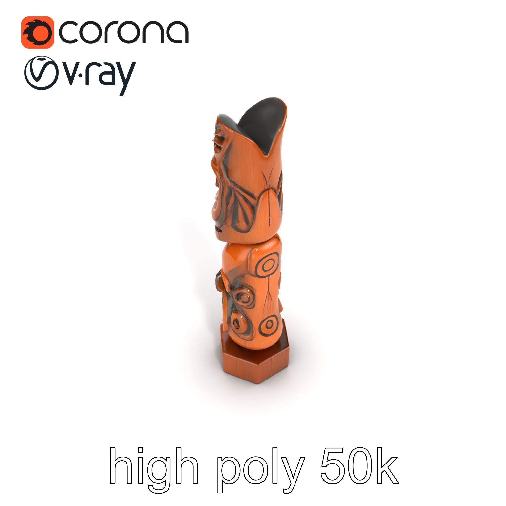 Handcrafted Maori Tiki Sculpture model pack Low-poly 3D model_18